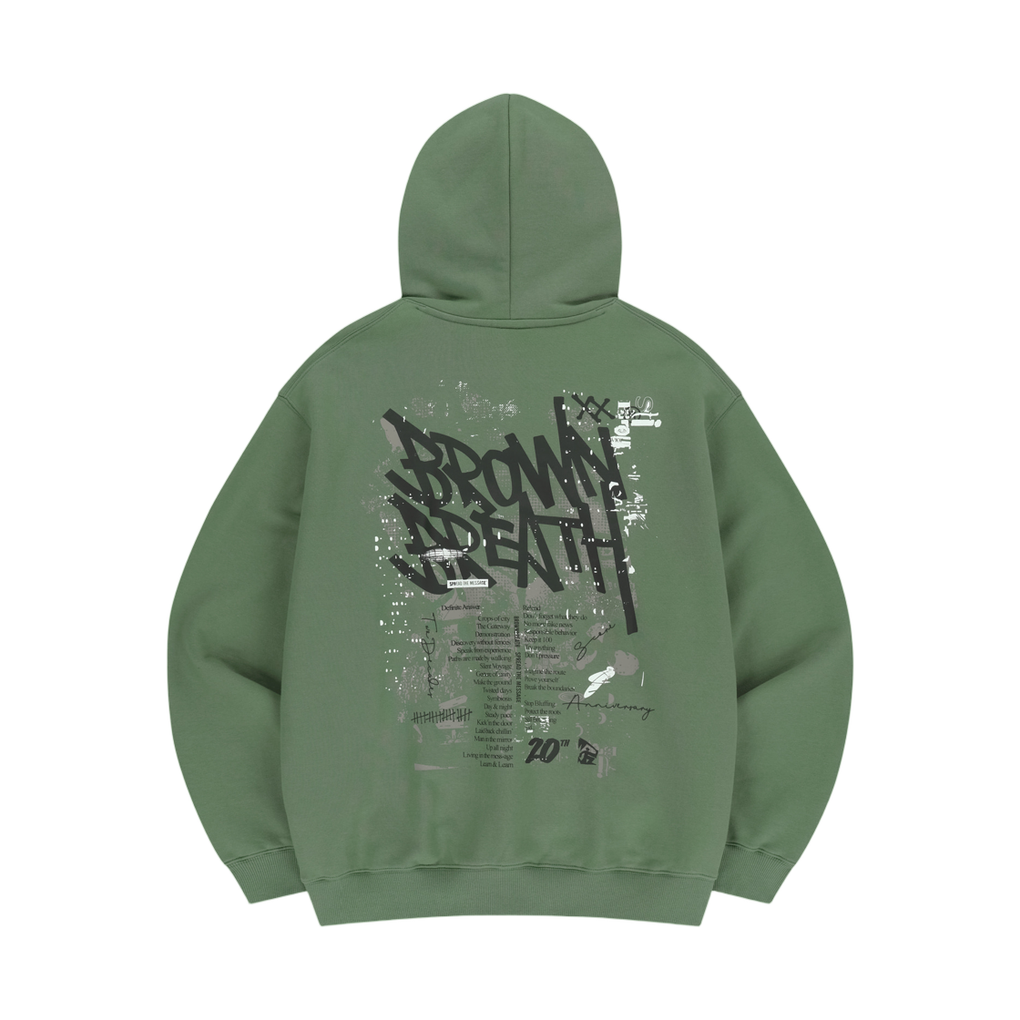 브라운브레스 20주년 태그 후디 올리브(Brownbreath 20th Anniv Tag Hoodie Olive)