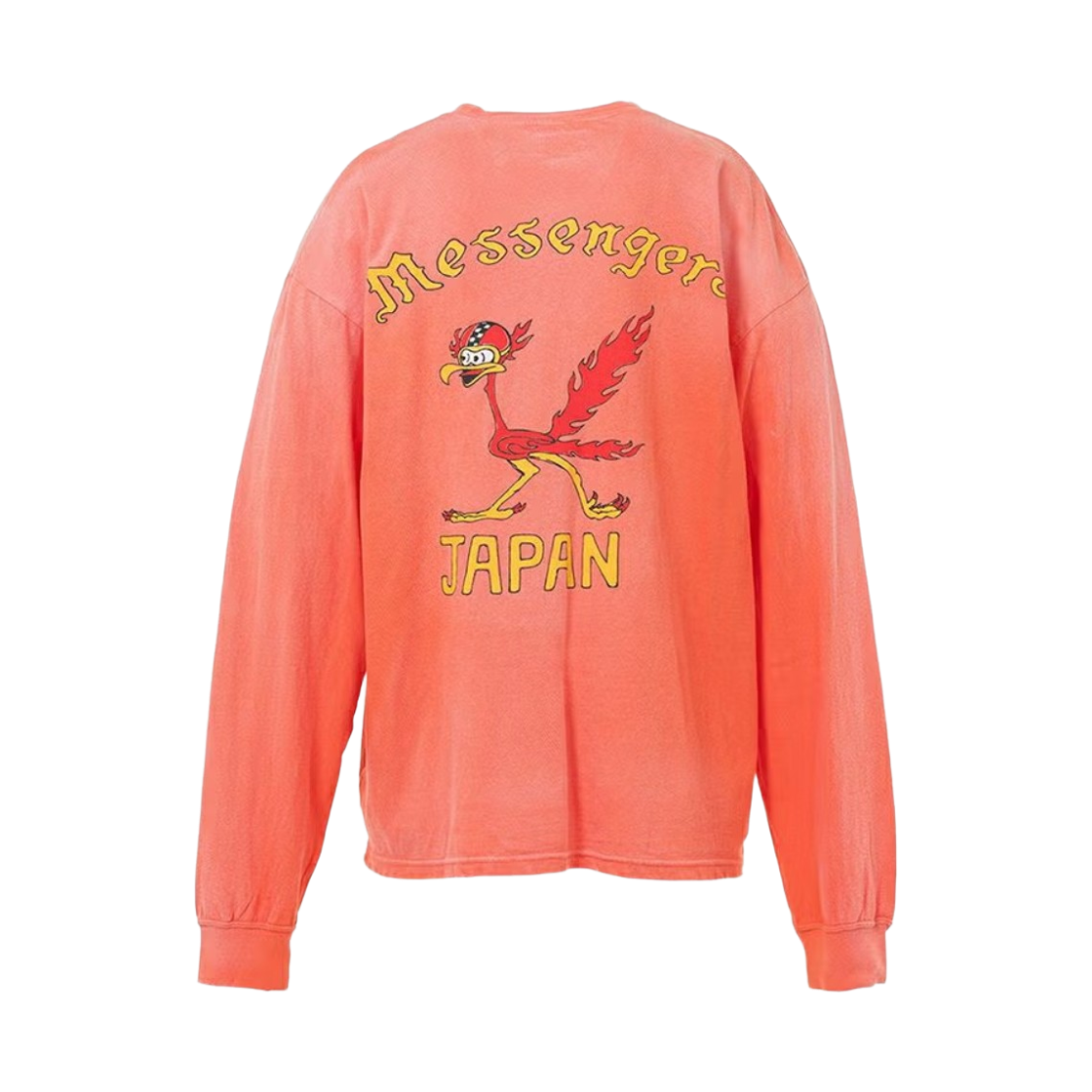 카미야 메신저 버드 디스트레스드 포켓 롱슬리브 티셔츠 오렌지(Kamiya Messenger Bird Distressed Pocket Long Sleeve T-Shirt Orange)