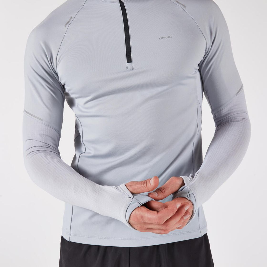 데카트론 남성 하프집 러닝 긴팔 티 런 웜 500 실버 그레이(DECATHLON Men’s Half-Zip Running Long-Sleeved T-Shirt Run Warm 500 Silver Grey) - 6