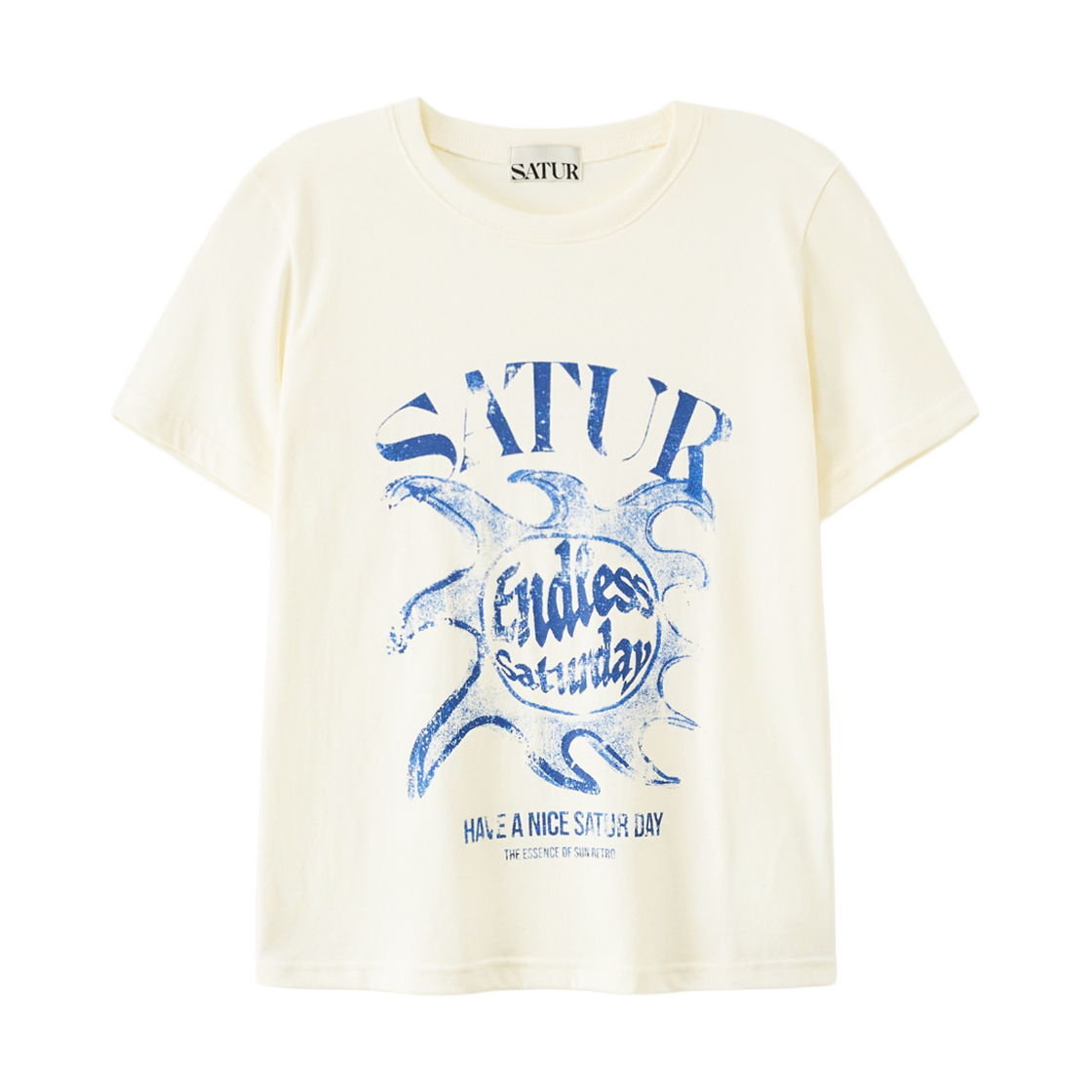 세터 우먼 썬 레트로 그래픽 반팔 티셔츠 아트 블루