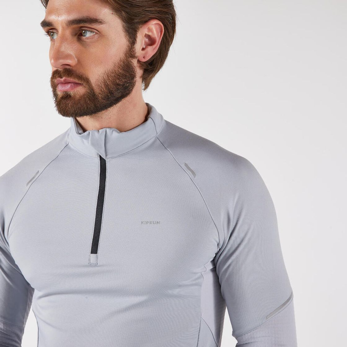 데카트론 남성 하프집 러닝 긴팔 티 런 웜 500 실버 그레이(DECATHLON Men’s Half-Zip Running Long-Sleeved T-Shirt Run Warm 500 Silver Grey) - 5