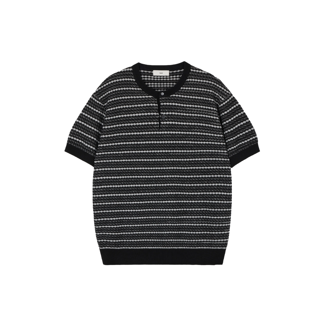 티엔지티 텍스쳐 헨리넥 니트 블랙(TNGT Textured Henley Knit Black)
