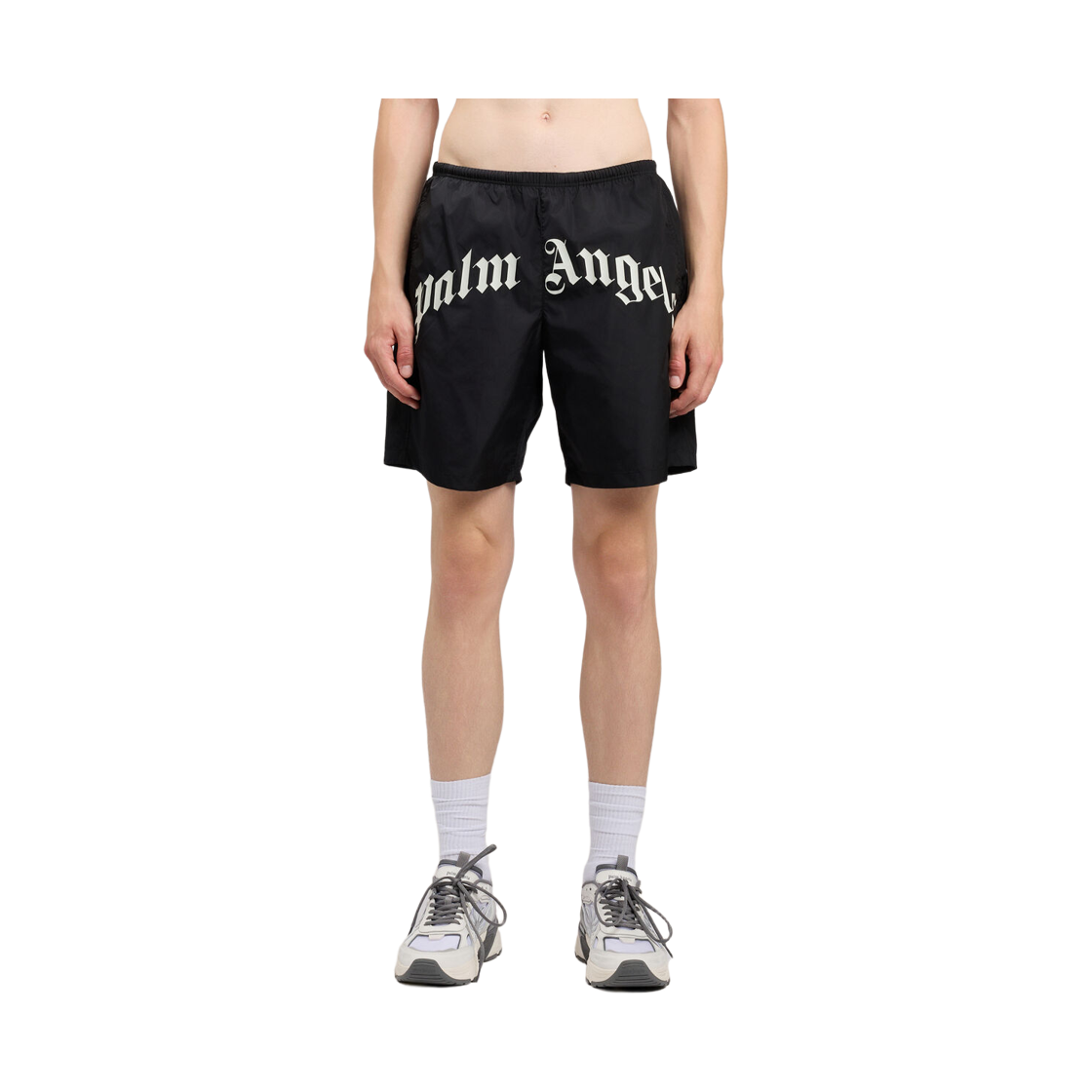 팜엔젤스 커브드 로고 스윔쇼츠 - 블랙 오프 화이트(Palm Angels Curved Logo Swimshort - Black Off White) - 2