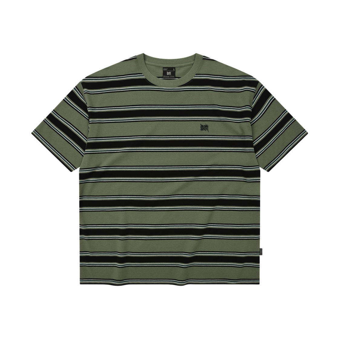 BLMMST011KH Brownbreath Tag Pique Stripe T-Shirt Khaki