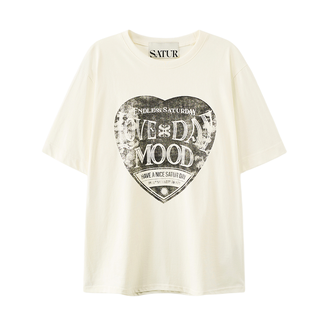 세터 세터데이 레트로 무드 그래픽 반팔 티셔츠 빈티지 화이트