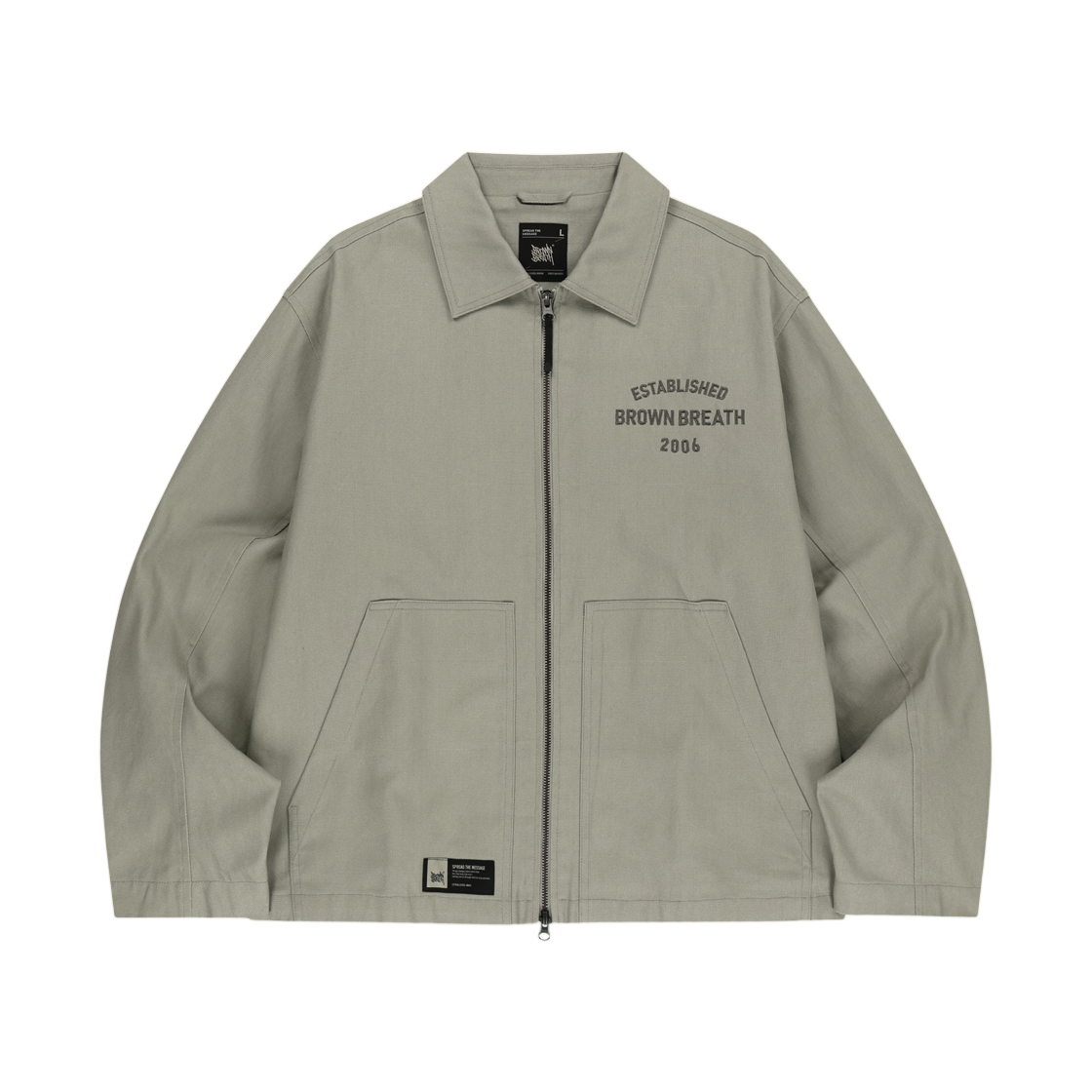 BLSMJK002LG Brownbreath Oxford Zip Up Jacket Light Grey