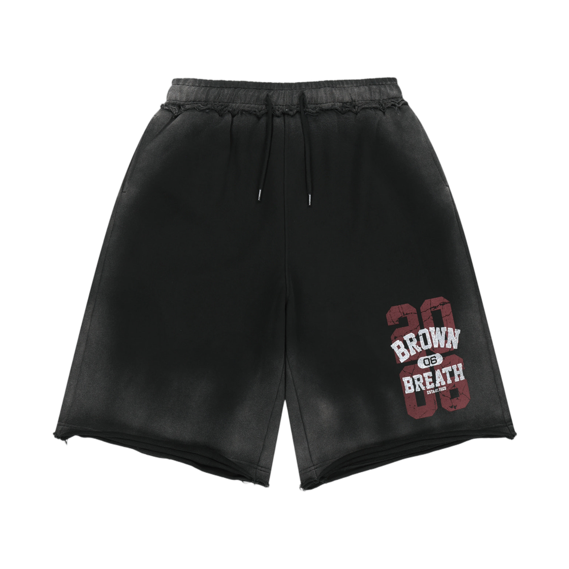 BLMMPS004BK Brownbreath Washed Sweat Shorts Black