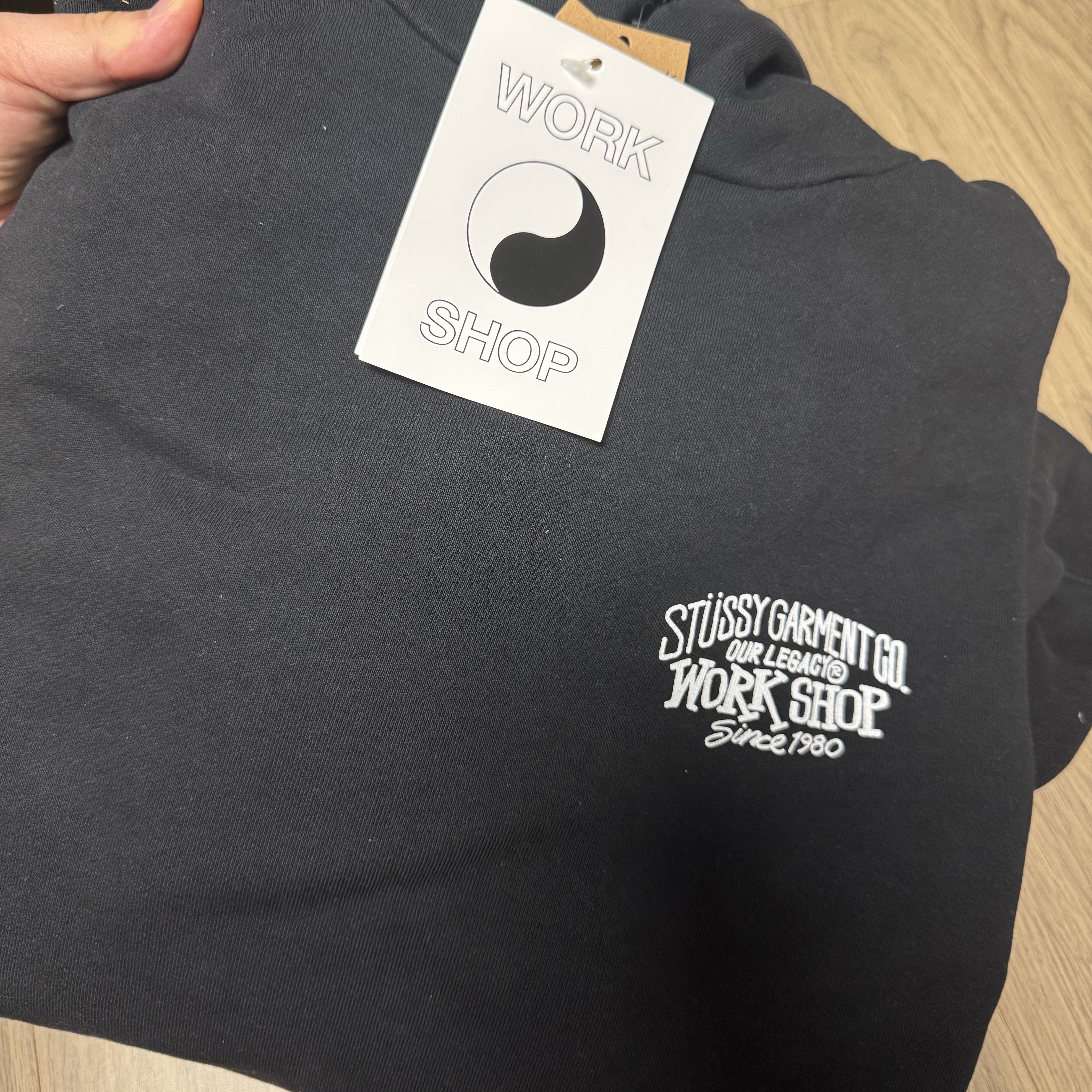 Stussy x Our Legacy Work Shop Surfman Pigment Dyed Hoodie Black 착용 스타일
