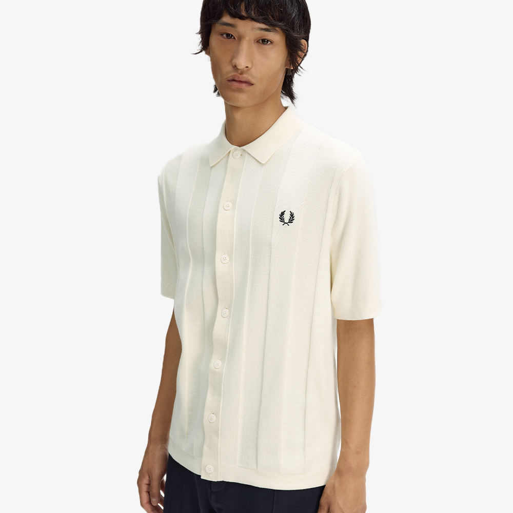 프레드페리 토널 버티컬 스트라이프 니트 셔츠 에크루(Fred Perry Tonal Vertical Stripe Knitted Shirt Ecru) - 3