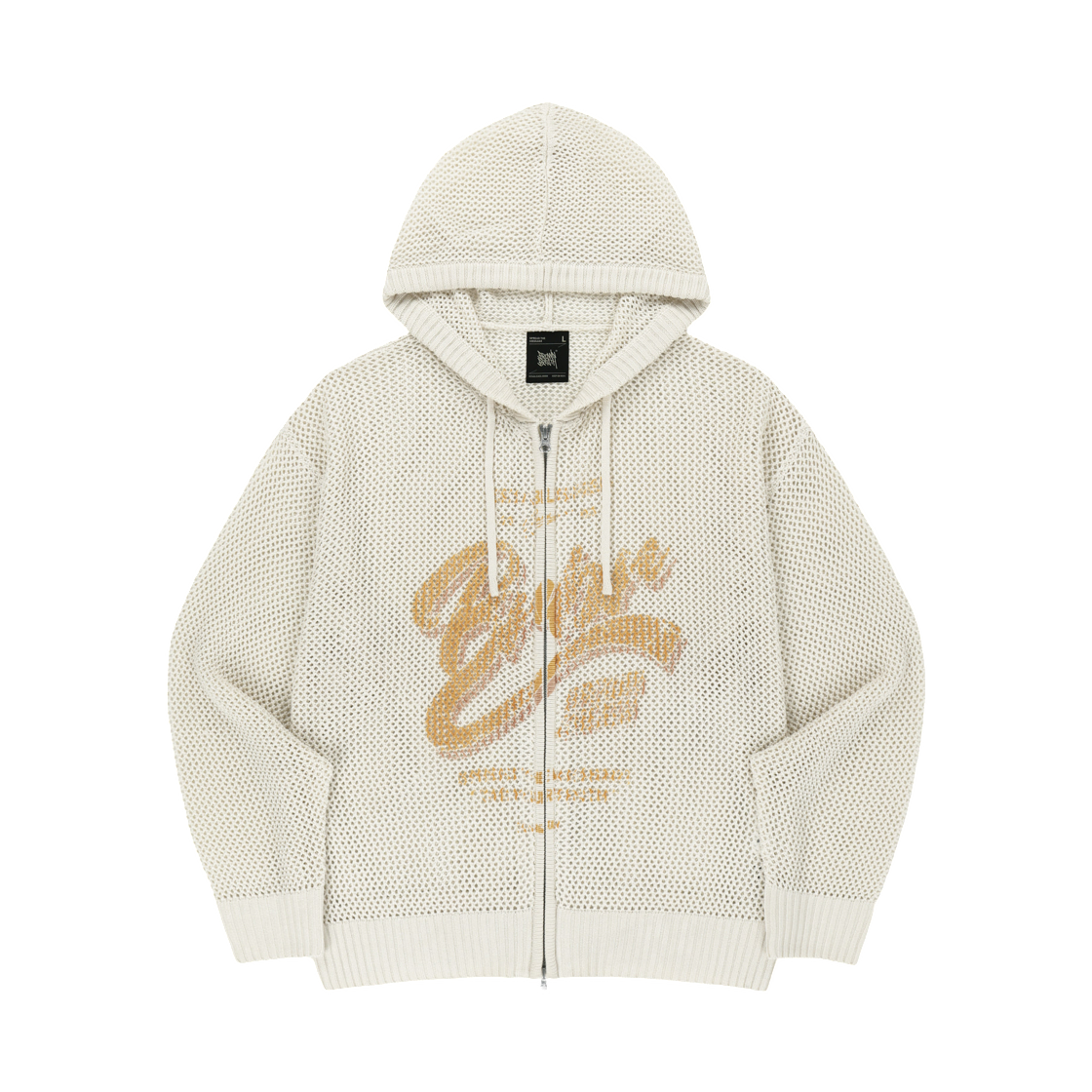 BLMMHZ001BE Brownbreath Printed Waffle Hood Zip Up Beige