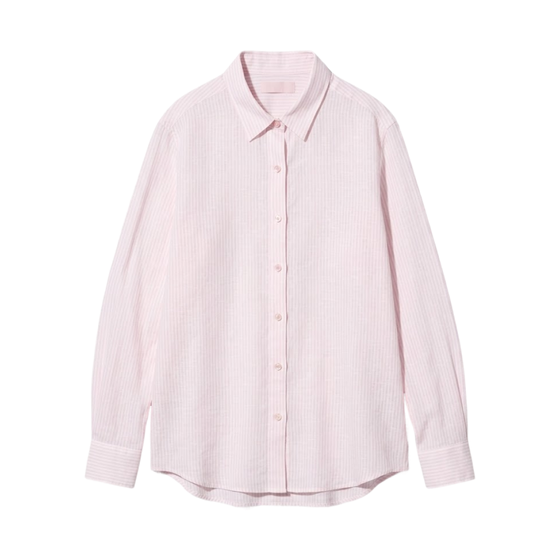 483869-10 (W) Uniqlo Striped Premium Linen Shirt Pink - JP