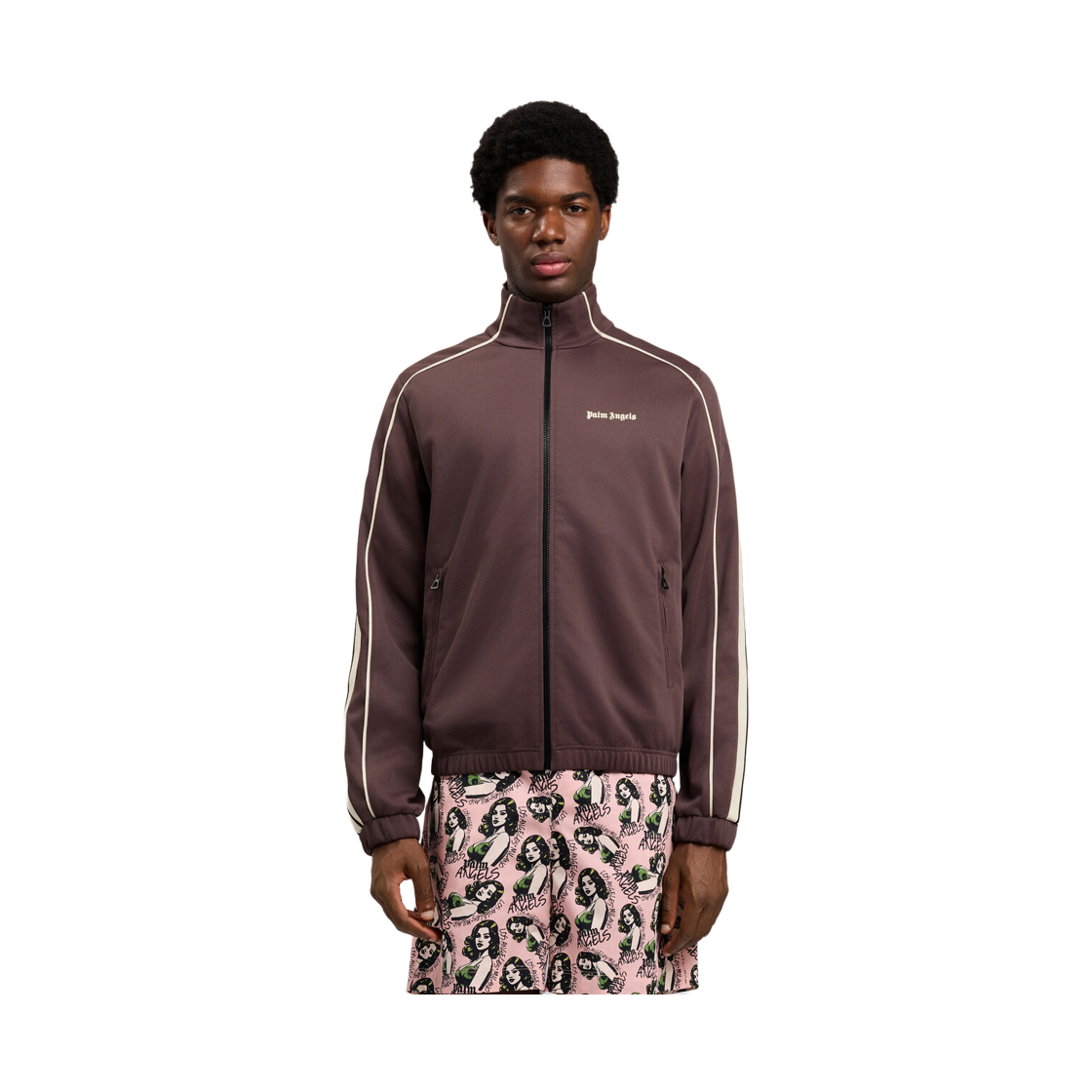 팜엔젤스 클래식 로고 빈티지 트랙 탑 - 브라운 오프 화이트(Palm Angels Classic Logo Vint Track Top - Brown Off White) - 2