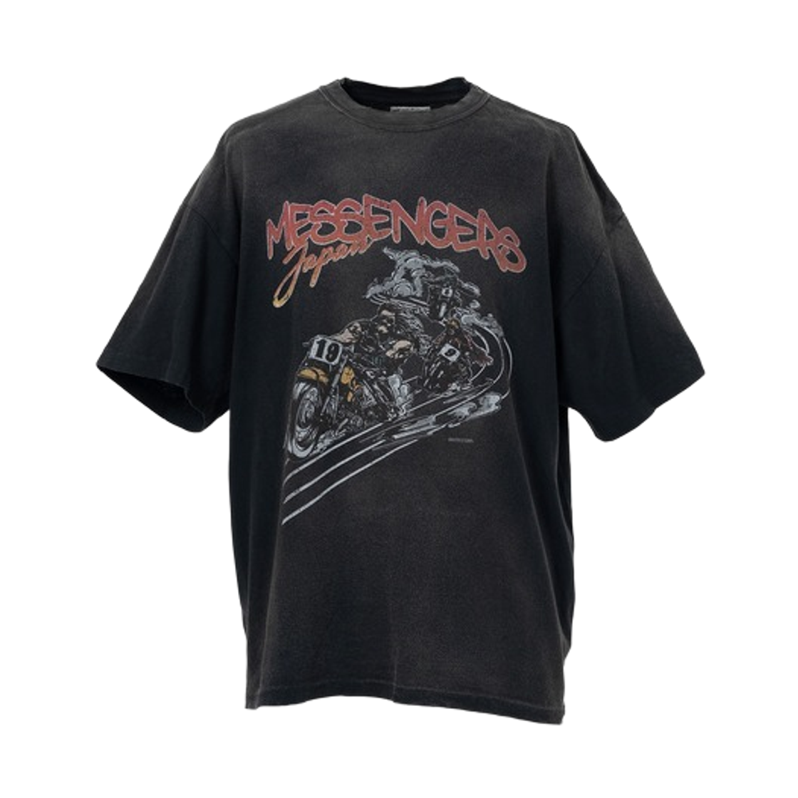 카미야 모터바이크 매신저스 디스트레스드 티셔츠 블랙(Kamiya Motorbike Messengers Distressed T-Shirt Black)