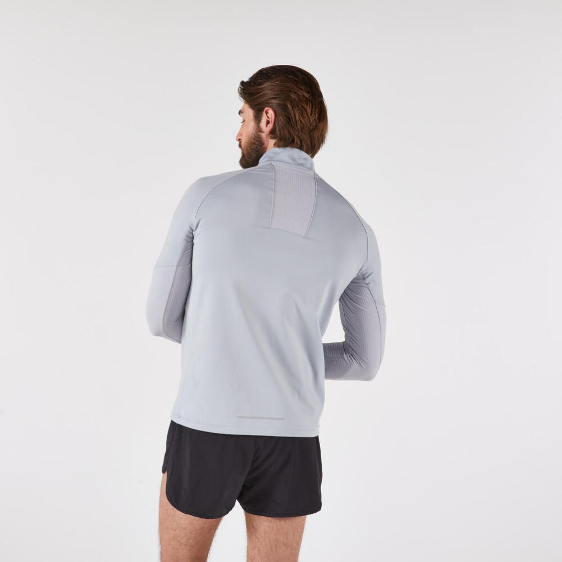 데카트론 남성 하프집 러닝 긴팔 티 런 웜 500 실버 그레이(DECATHLON Men’s Half-Zip Running Long-Sleeved T-Shirt Run Warm 500 Silver Grey) - 4