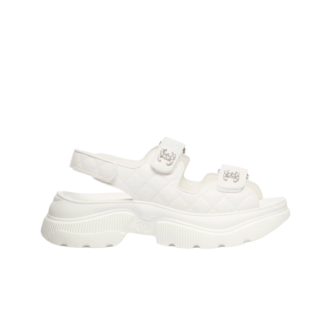 (W) 샤넬 샌들 샤이니 카프스킨 & 화이트((W) Chanel Sandals Shiny Calfskin & White) - 1