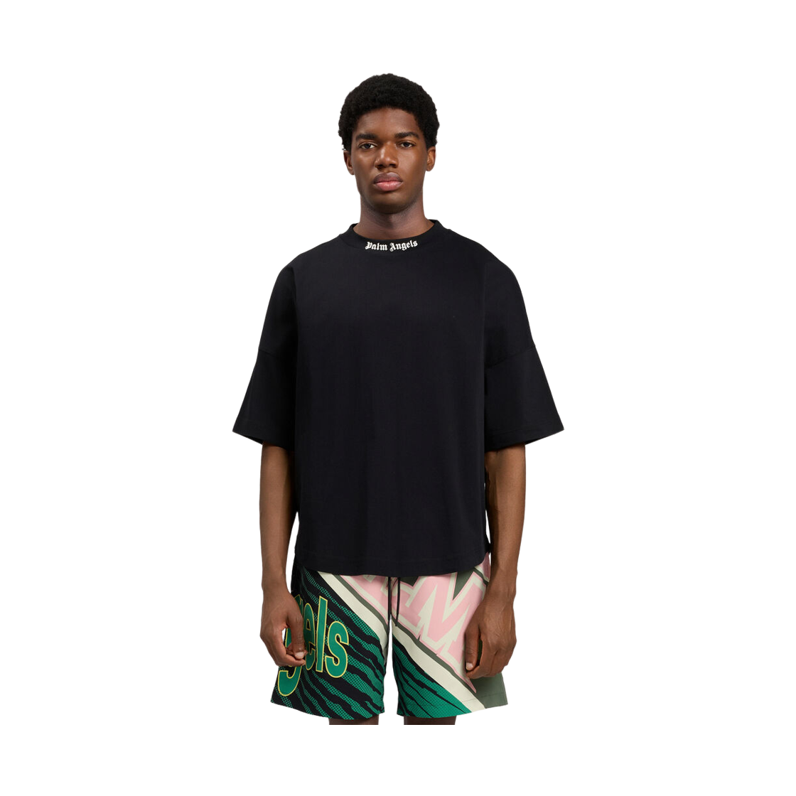 팜엔젤스 클래식 로고 로고 오버 티셔츠 - 블랙 오프 화이트(Palm Angels Classic Logo Logo Over Tee - Black Off White) - 2