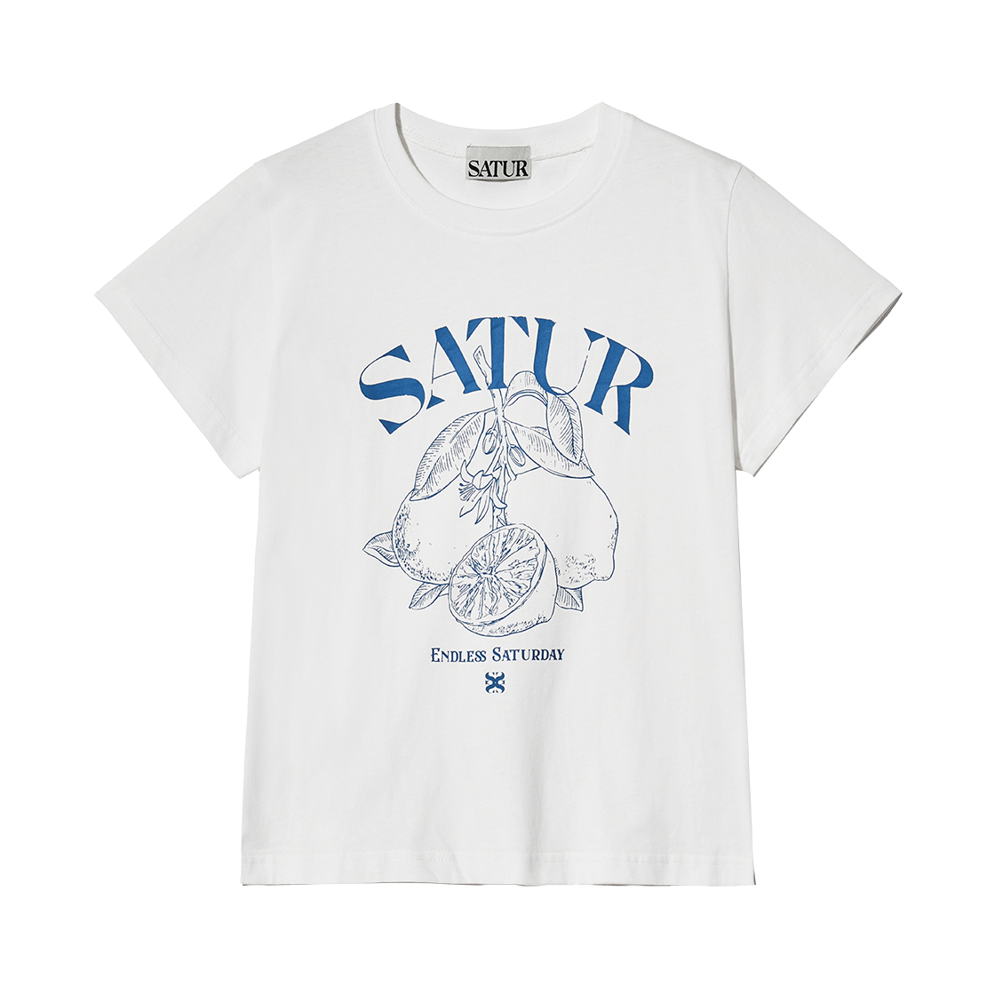 세터 우먼 카프리 시트론 드로잉 썸머 그래픽 반팔 티셔츠 라이트 블루