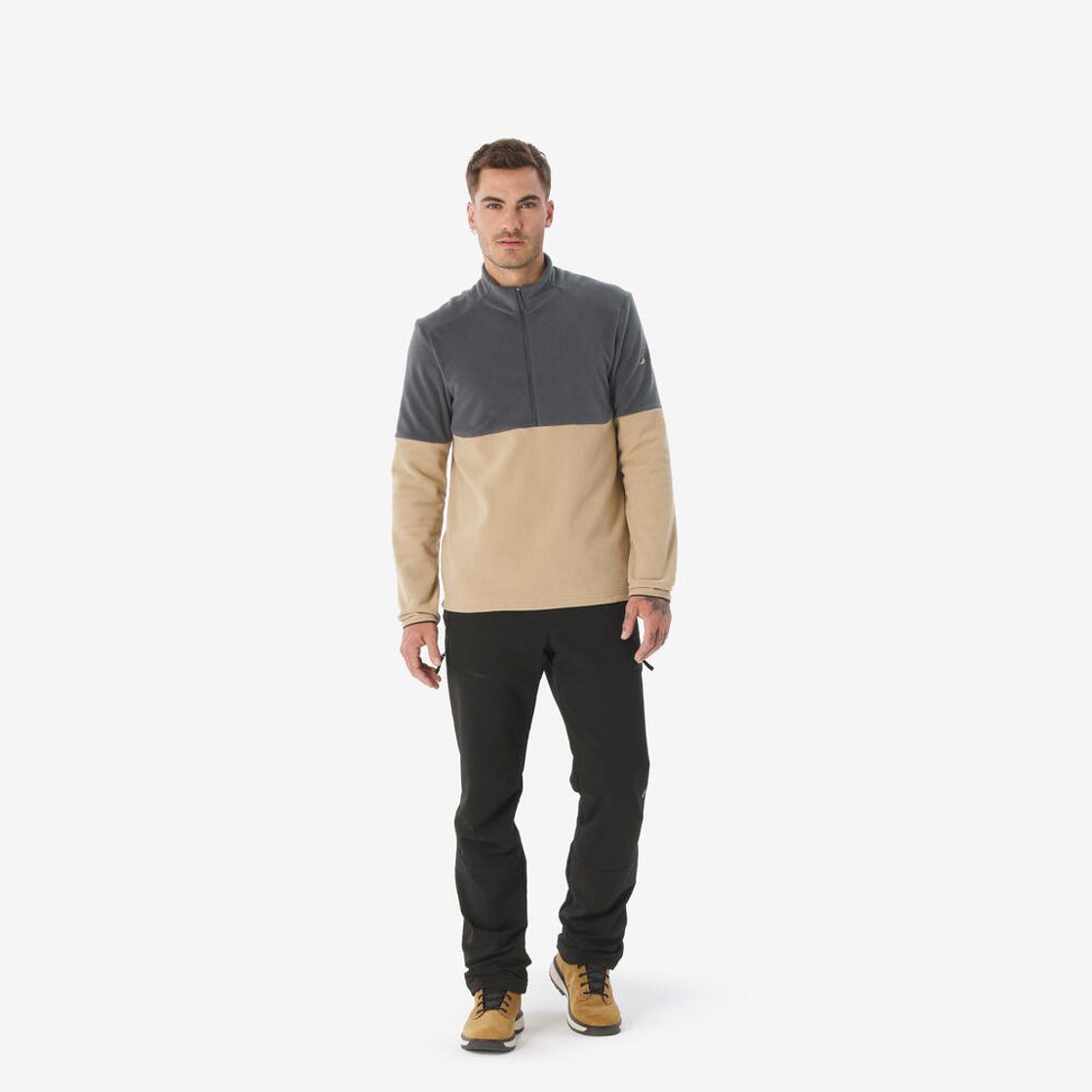 데카트론 남성 하프집 등산 플리스 MH500 카푸치노 베이지(DECATHLON Men’s Half-Zip Mountain Hiking Fleece MH500 Cappuccino Beige) - 2