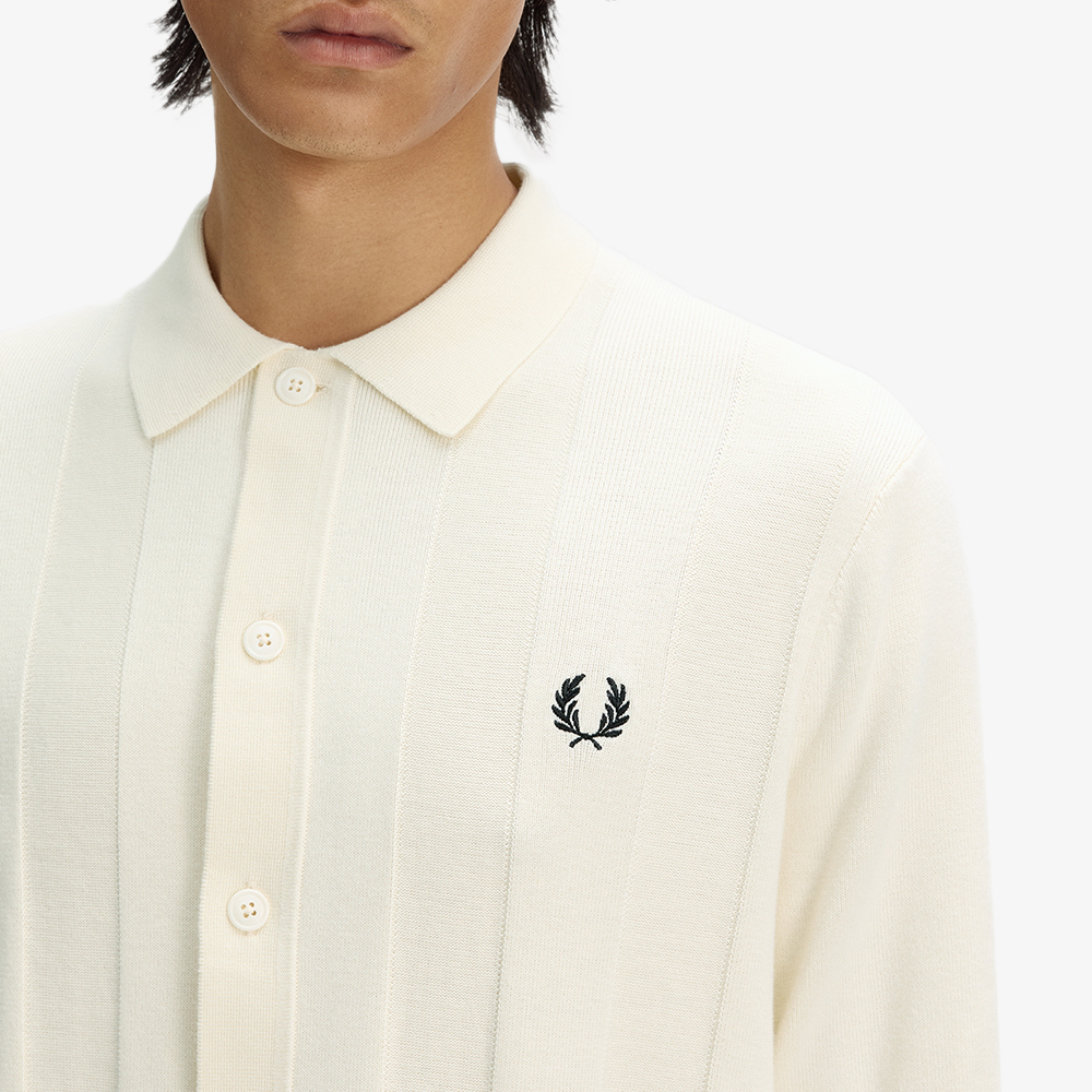 프레드페리 토널 버티컬 스트라이프 니트 셔츠 에크루(Fred Perry Tonal Vertical Stripe Knitted Shirt Ecru) - 4