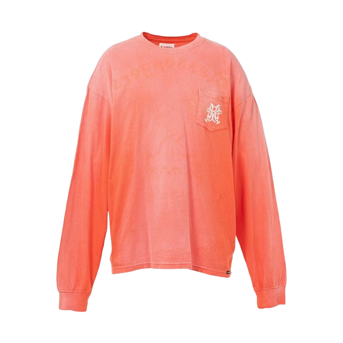 카미야 메신저 버드 디스트레스드 포켓 롱슬리브 티셔츠 오렌지(Kamiya Messenger Bird Distressed Pocket Long Sleeve T-Shirt Orange) - 2