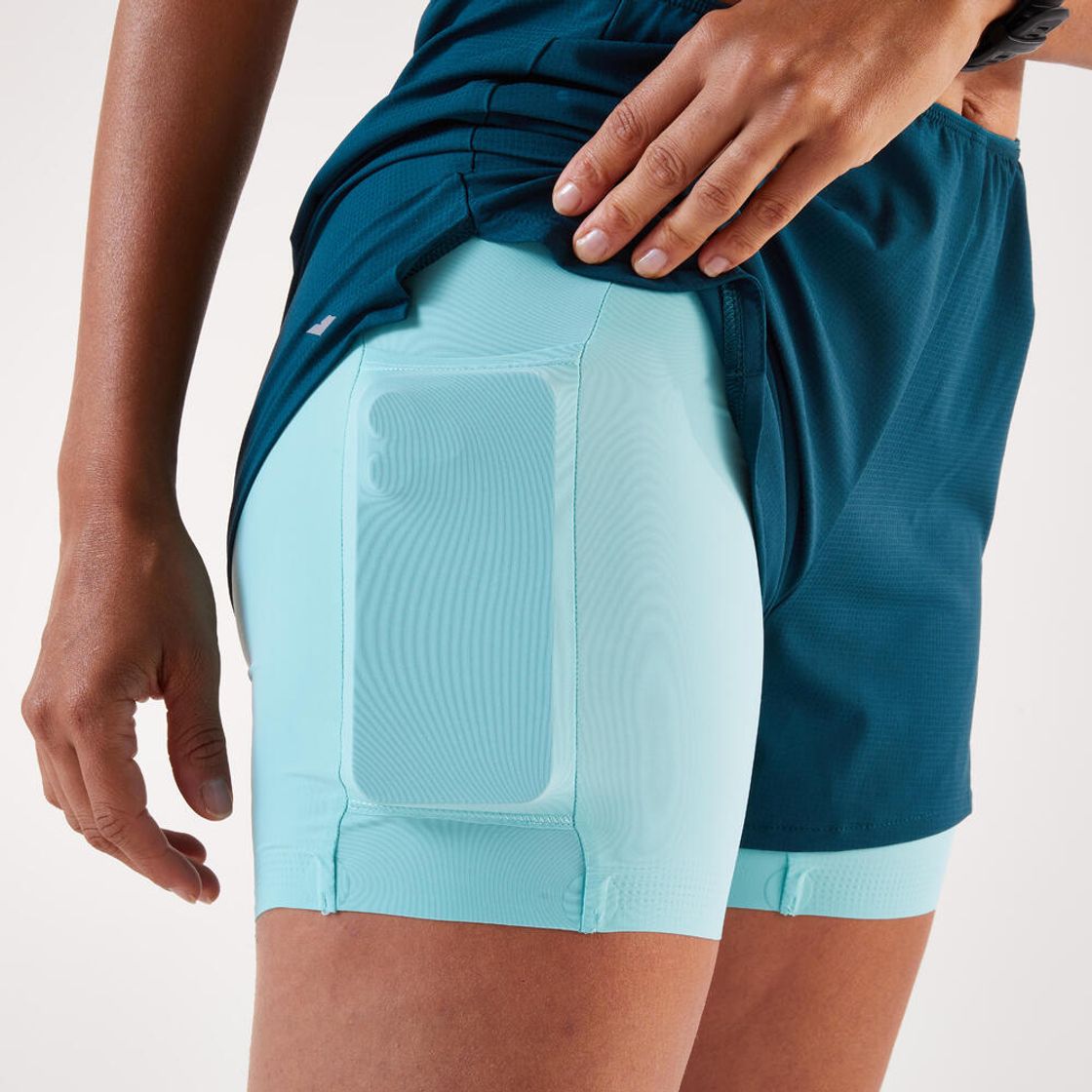 데카트론 여성 3인치 러닝 투인원 쇼츠 런 500 틸 블루(DECATHLON Women's 3-inch Running 2-in-1 Shorts Run 500 Teal Blue) - 6