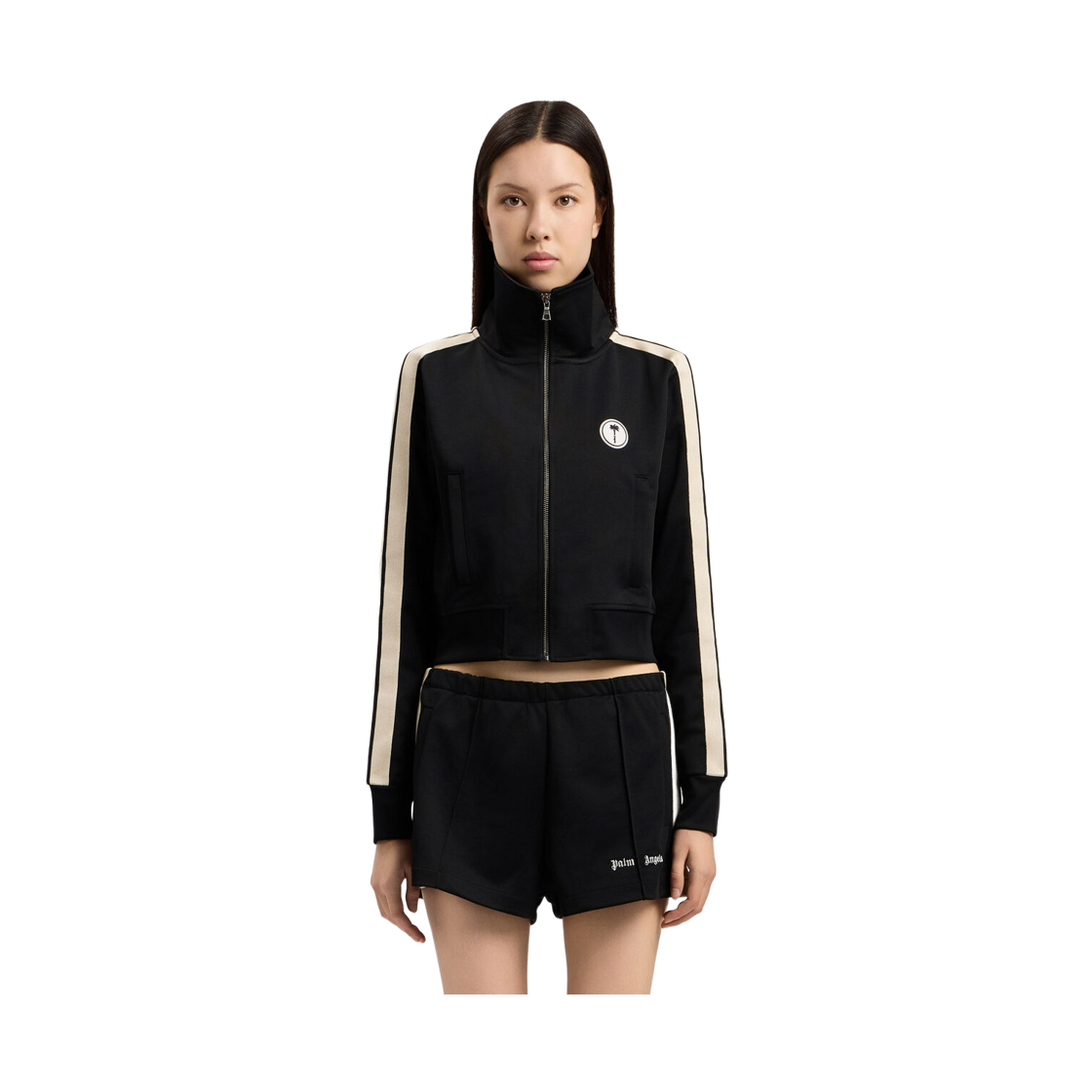 팜엔젤스 트리 로고 크롭 트랙 탑 - 블랙 오프 화이트(Palm Angels Tree Logo Cropped Track Top - Black Off White) - 2