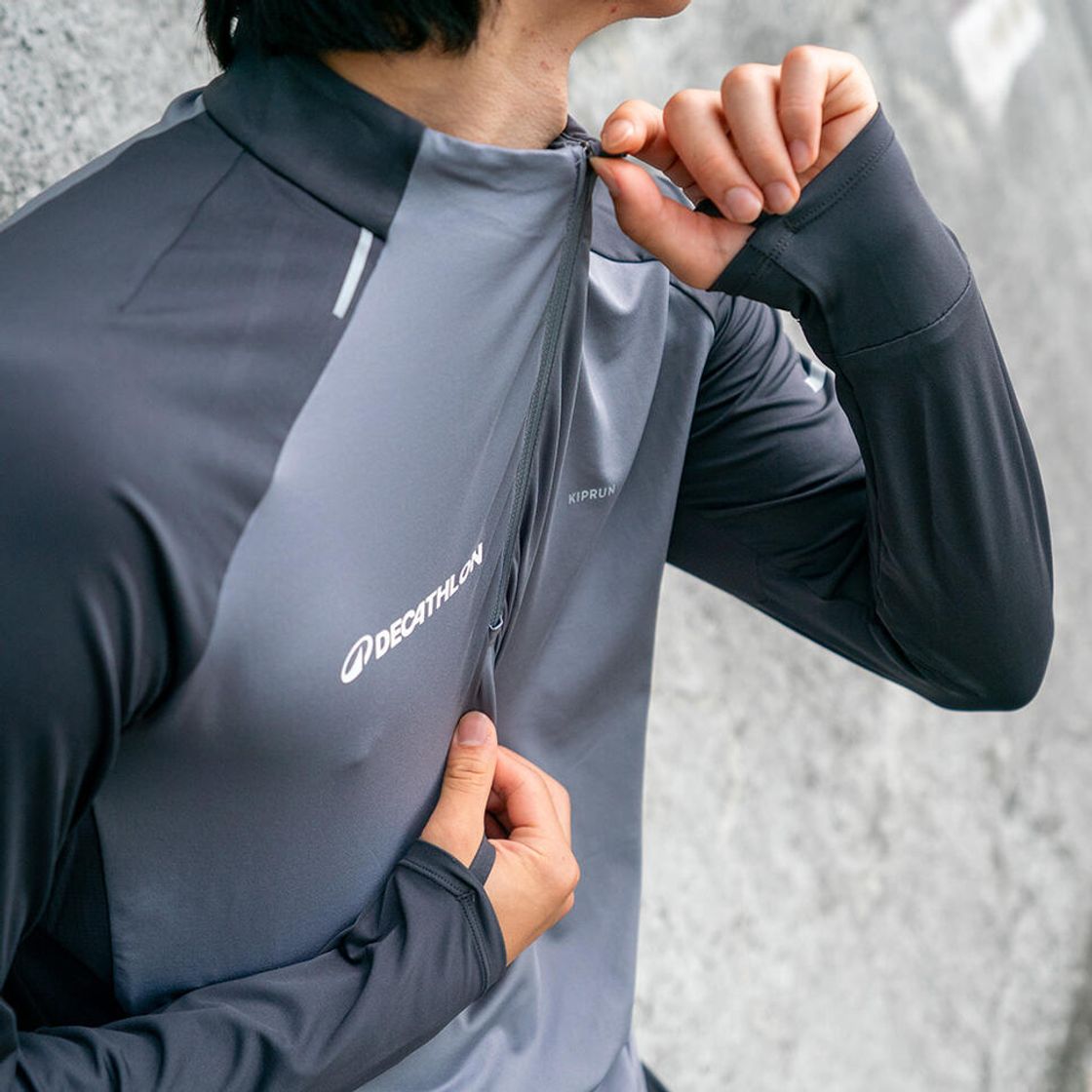 데카트론 남성 하프집 러닝 긴팔 티 런 드라이 500 카본 그레이(DECATHLON Men’s Half-Zip Running Long-Sleeved T-Shirt Run Dry 500 Carbon Grey) - 5