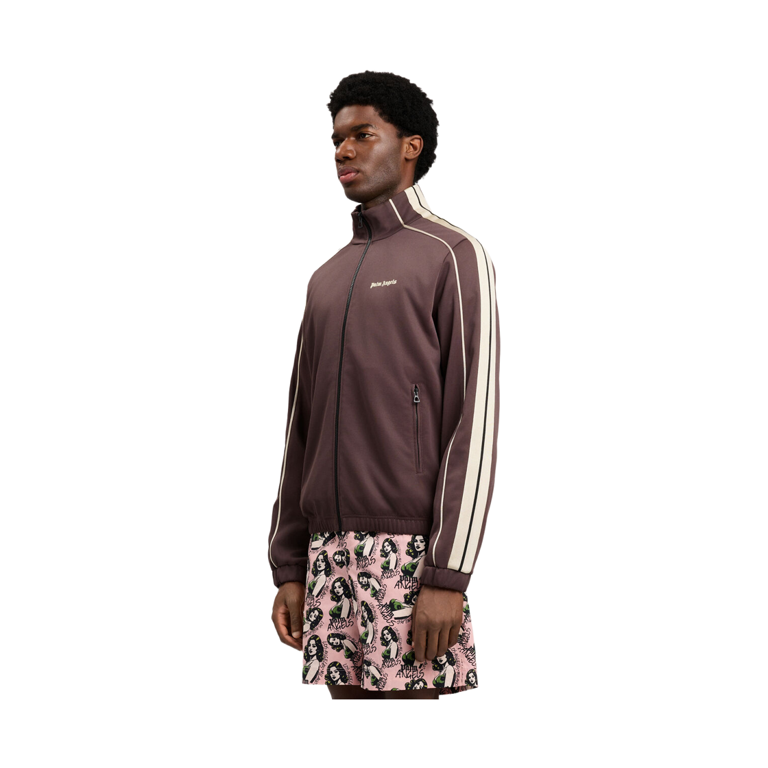 팜엔젤스 클래식 로고 빈티지 트랙 탑 - 브라운 오프 화이트(Palm Angels Classic Logo Vint Track Top - Brown Off White) - 3
