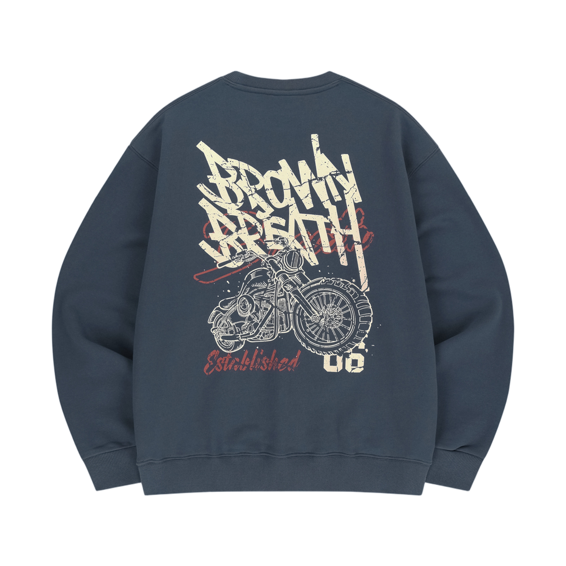 브라운브레스 크랙드 태그 크루넥 블루(Brownbreath Cracked Tag Crewneck Blue)