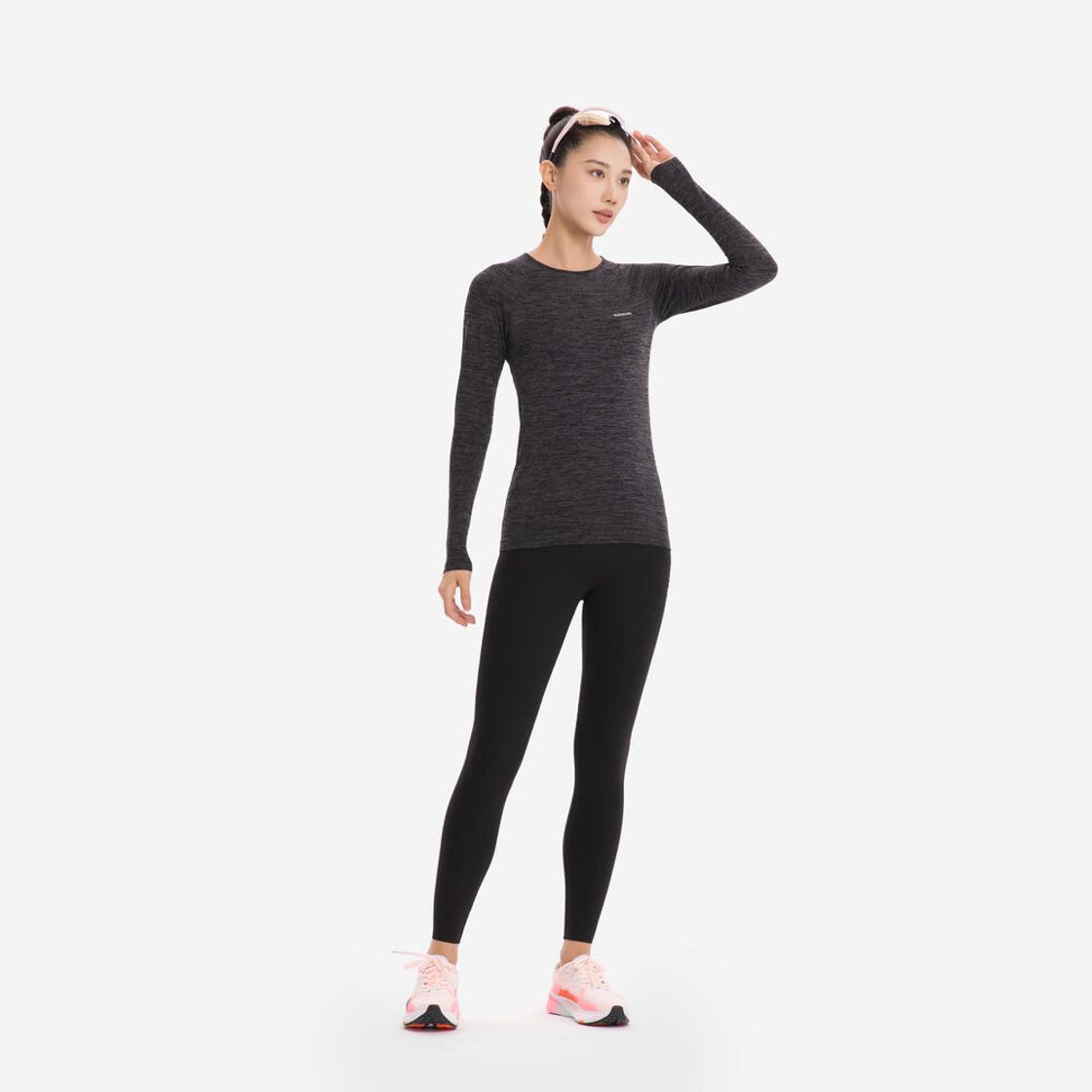 데카트론 여성 러닝 심리스 긴팔 티 런 500 스모크 블랙(DECATHLON Women’s Running Seamless Long-Sleeved T-Shirt Run 500 Smoke Black) - 3