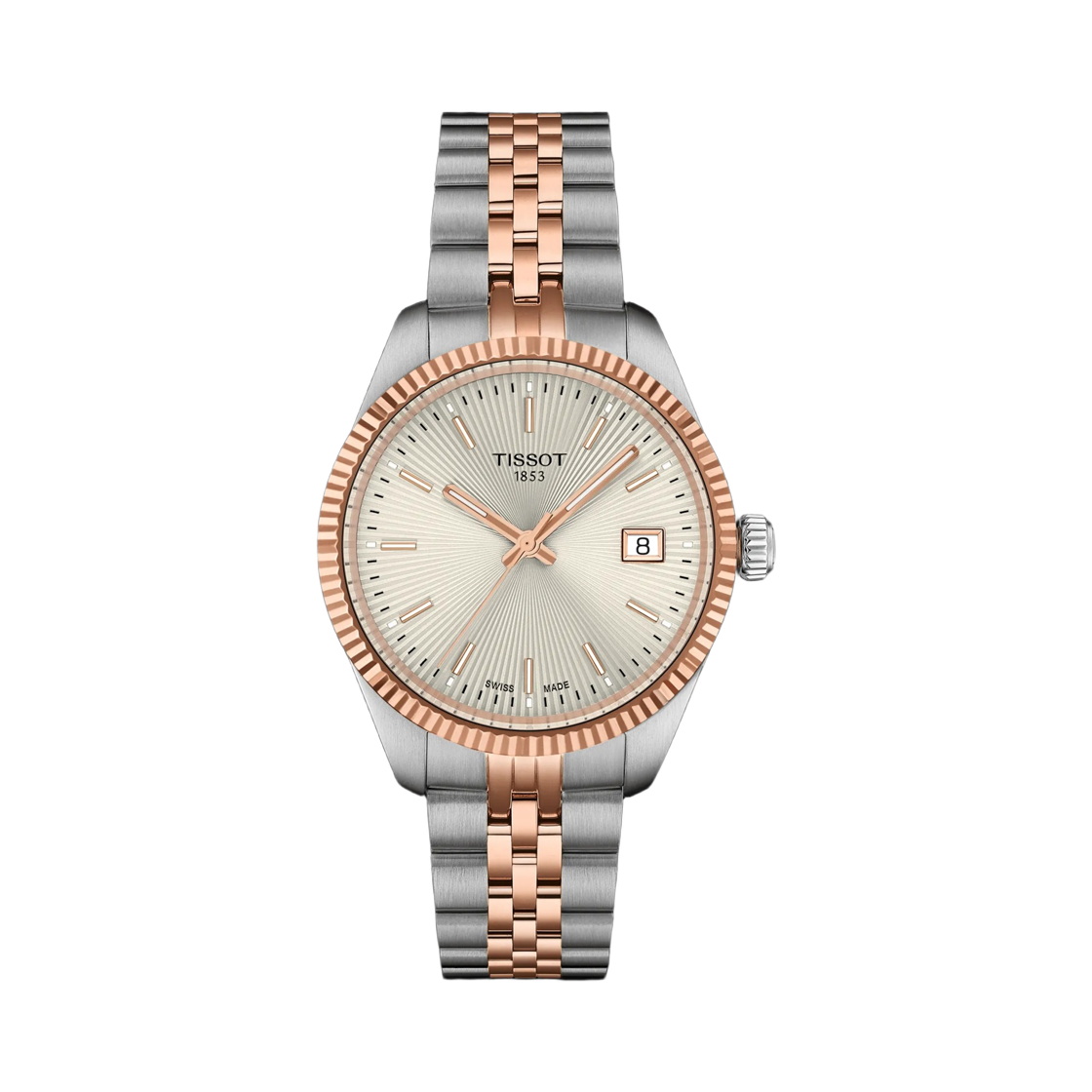 티쏘 발라드 쿼츠 34mm 스테인리스 스틸 그레이 로즈 골드 5N 실버(Tissot Ballade Quartz 34mm Stainless Steel Grey Rose Gold 5N Silver)