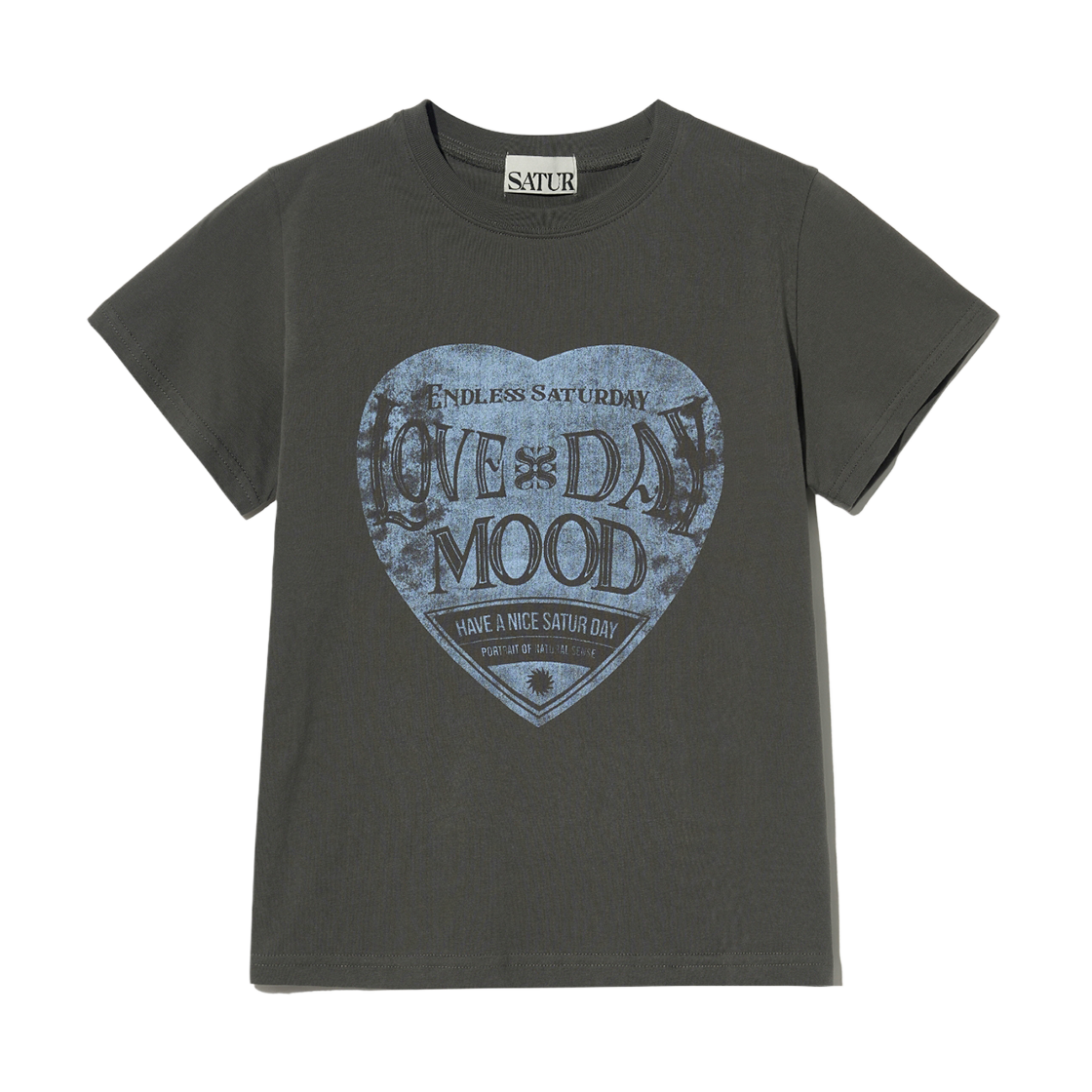 세터 우먼 세터데이 레트로 무드 그래픽 반팔 티셔츠 차콜 블루