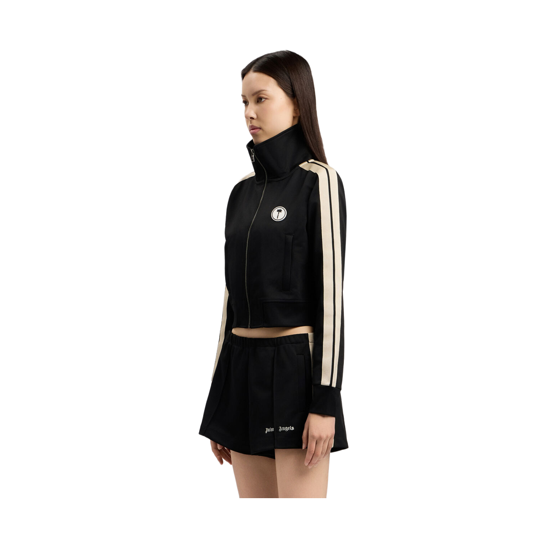 팜엔젤스 트리 로고 크롭 트랙 탑 - 블랙 오프 화이트(Palm Angels Tree Logo Cropped Track Top - Black Off White) - 3