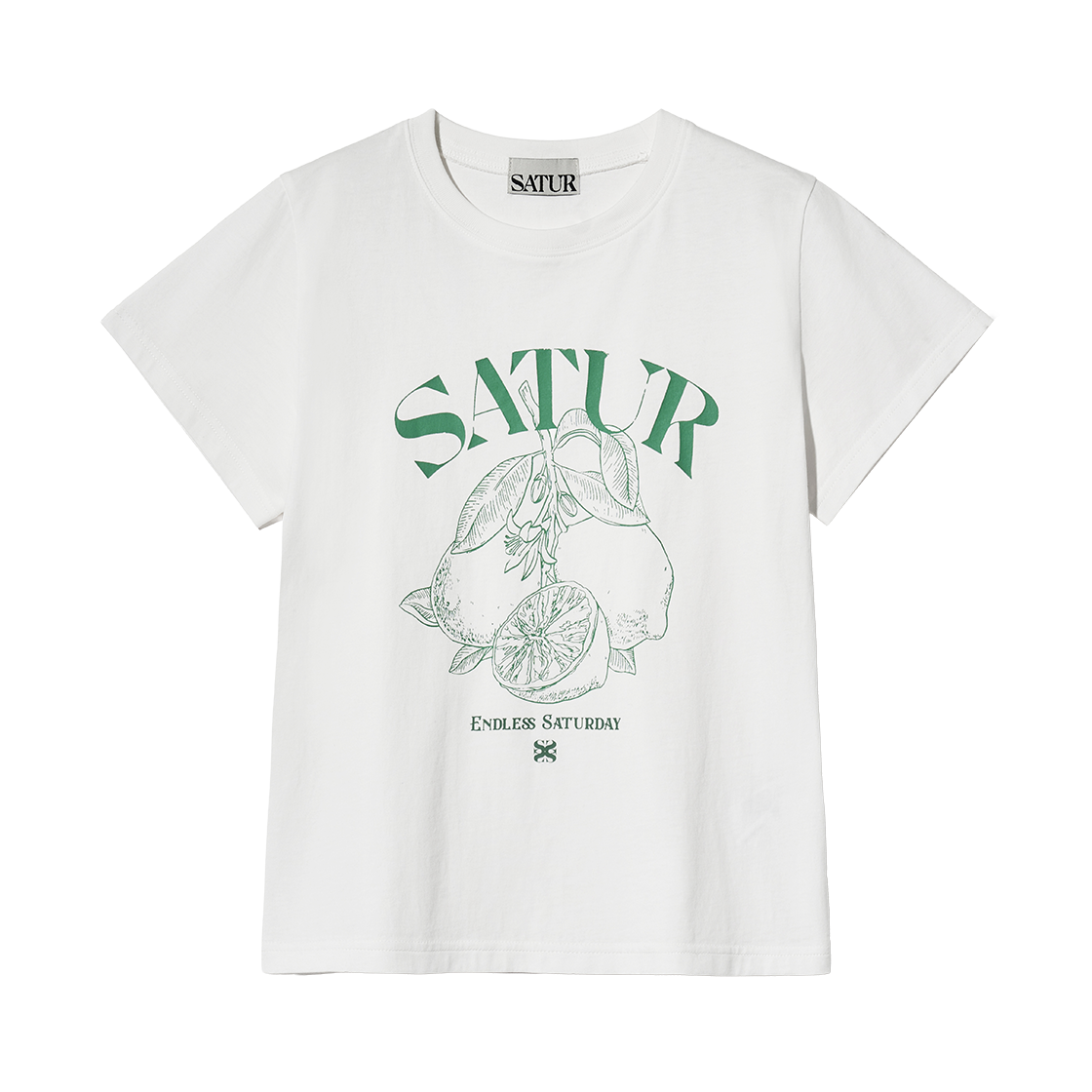 세터 우먼 카프리 시트론 드로잉 썸머 그래픽 반팔 티셔츠 라이트 그린