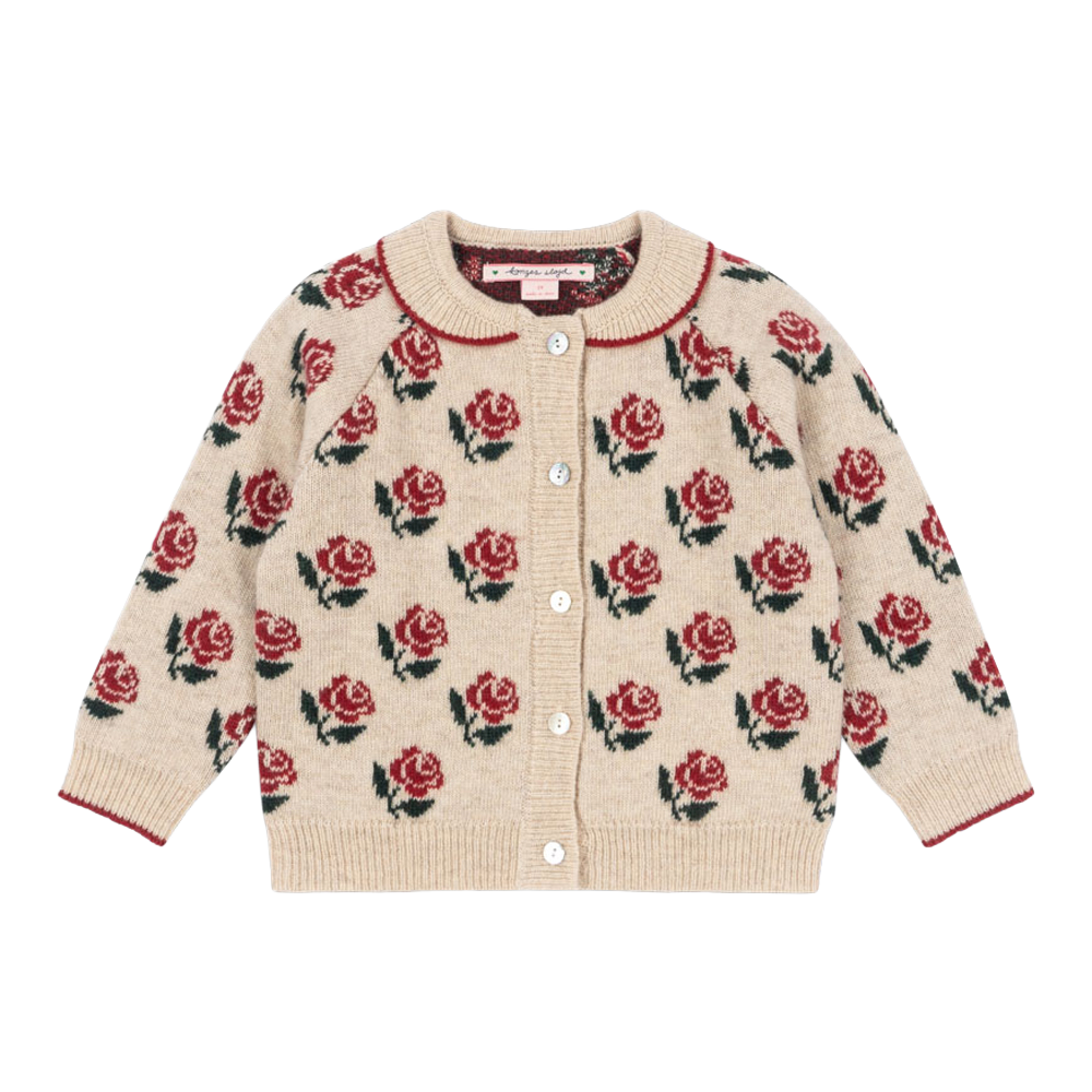 콩제슬래드 벨로우 니트 카라 가디건 로즈(Konges Sløjd Belou Knit Collar Cardigan Rose)