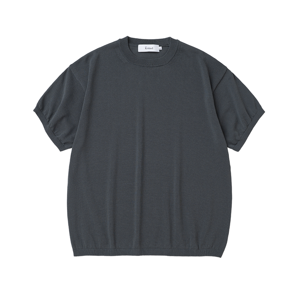 니티드 쉘론 싱글 크롭 라운드 니트 차콜(Knitted Shelron Single Crop Round Knit Charcoal)