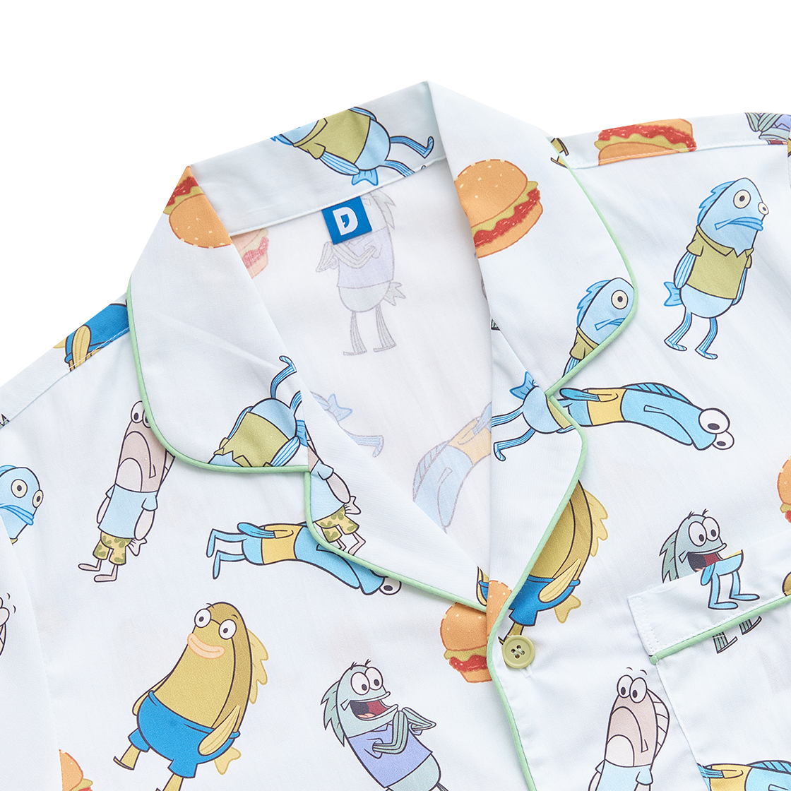 댄꼼마 x 스폰지밥 비키니시티 주민들 반팔 잠옷(DANCOMMA x SpongeBob SquarePants Bikini Bottom Residents Short Sleeve Pajama Set) - 3