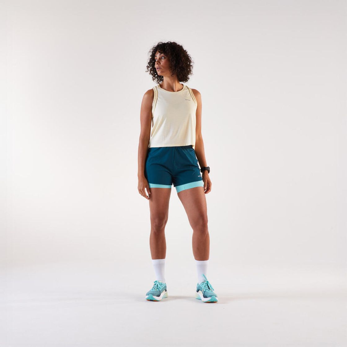 데카트론 여성 3인치 러닝 투인원 쇼츠 런 500 틸 블루(DECATHLON Women's 3-inch Running 2-in-1 Shorts Run 500 Teal Blue) - 9