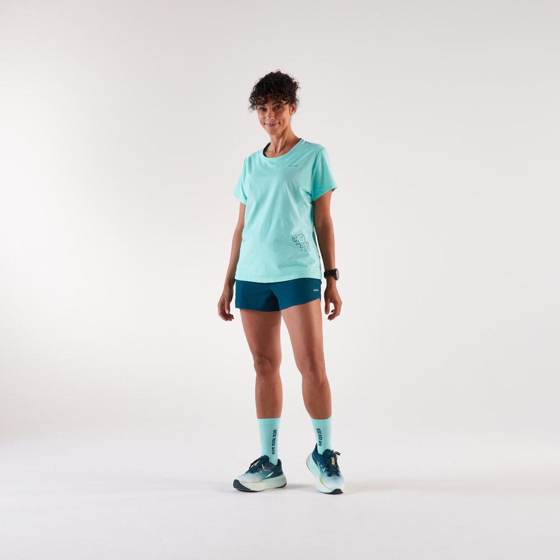 데카트론 여성 러닝 반팔 티 런 드라이 500 라군 블루(DECATHLON Women's Running Short-Sleeved T-Shirt Run Dry 500 Lagoon Blue) - 8
