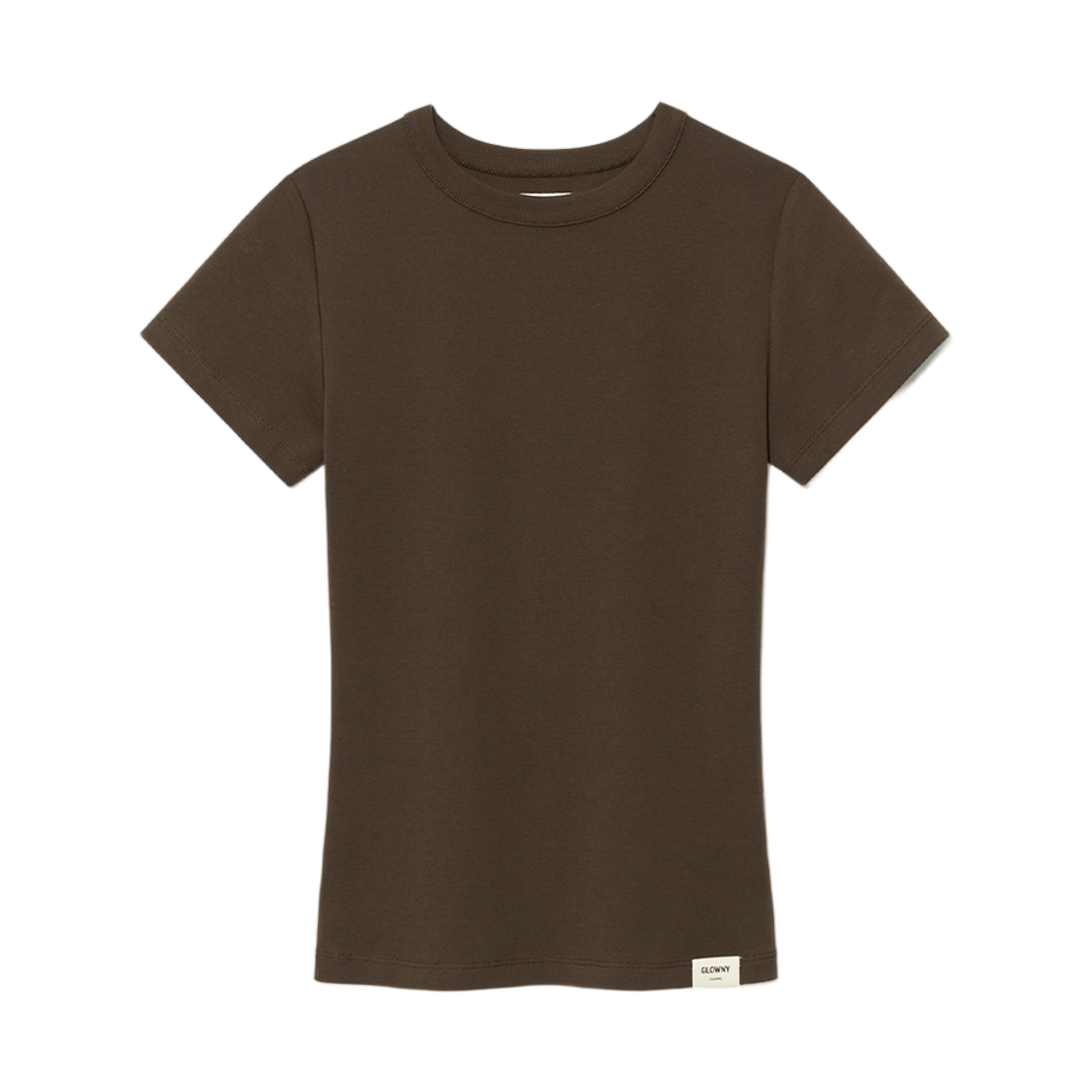 (W) 글로니 G 클래식 피티드 티셔츠 초코((W) Glowny G Classic Fitted T-Shirt Choco) - 1