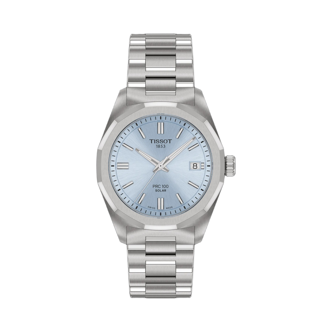 티쏘 PRC 100 솔라 쿼츠 34mm 스테인리스 스틸 그레이 아이스 블루(Tissot PRC 100 Solar Quartz 34mm Stainless Steel Grey Ice Blue)