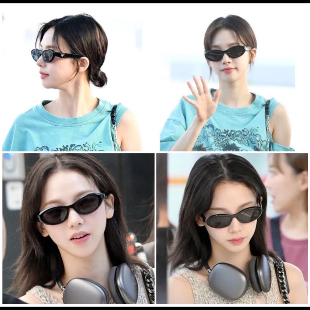Prada Symbole Sunglasses Slate Gray Lenses Standard Fit 착용 스타일