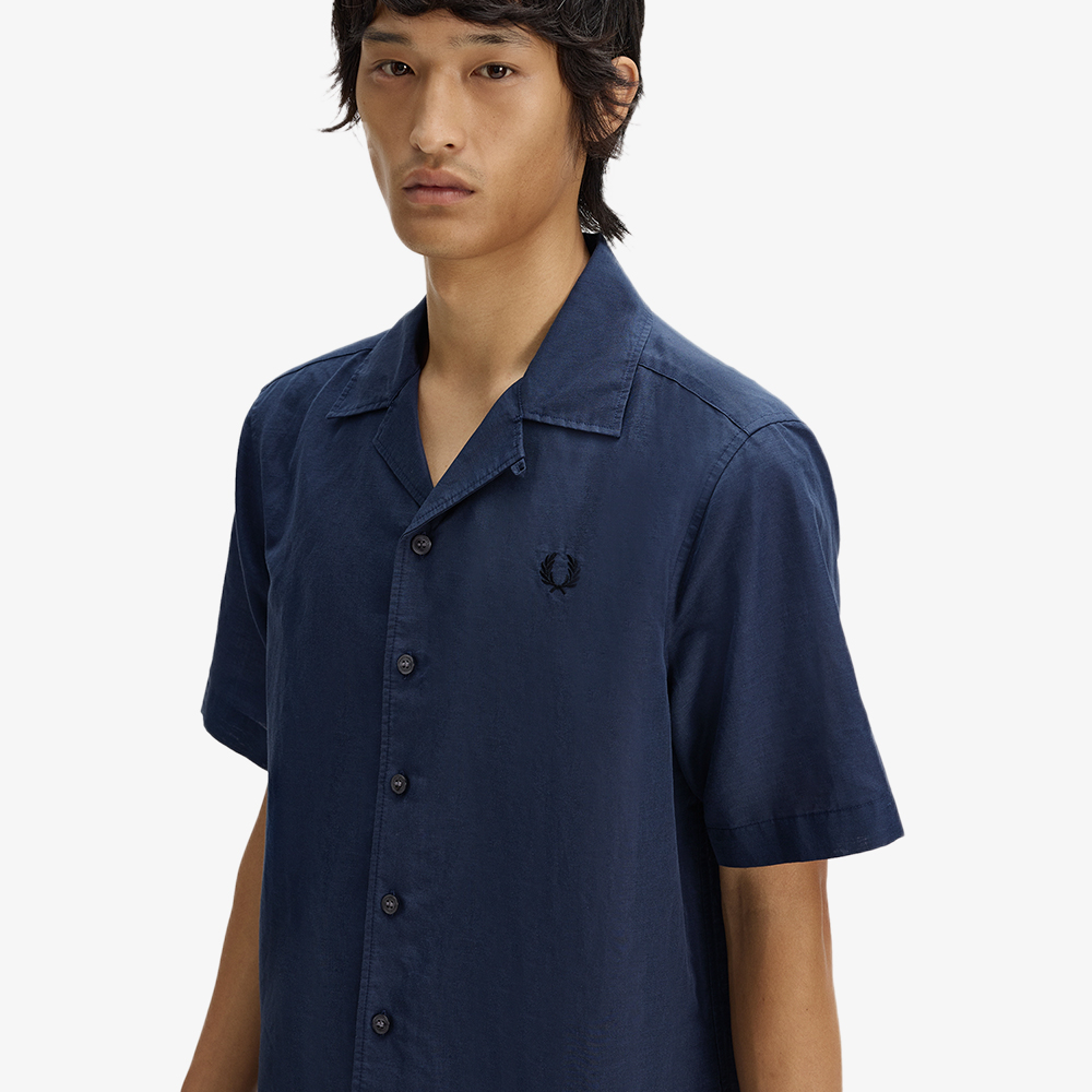 프레드페리 리넨 블렌드 리비어 칼라 셔츠 다크 에어포스(Fred Perry Linen Blend Revere Collar Shirt Dark Airforce) - 3
