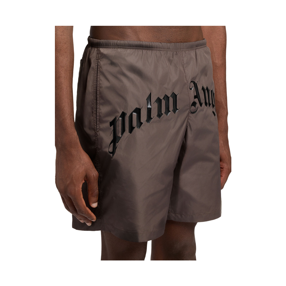 팜엔젤스 커브드 로고 스윔쇼츠 - 브라운 블랙(Palm Angels Curved Logo Swimshort - Brown Black) - 5