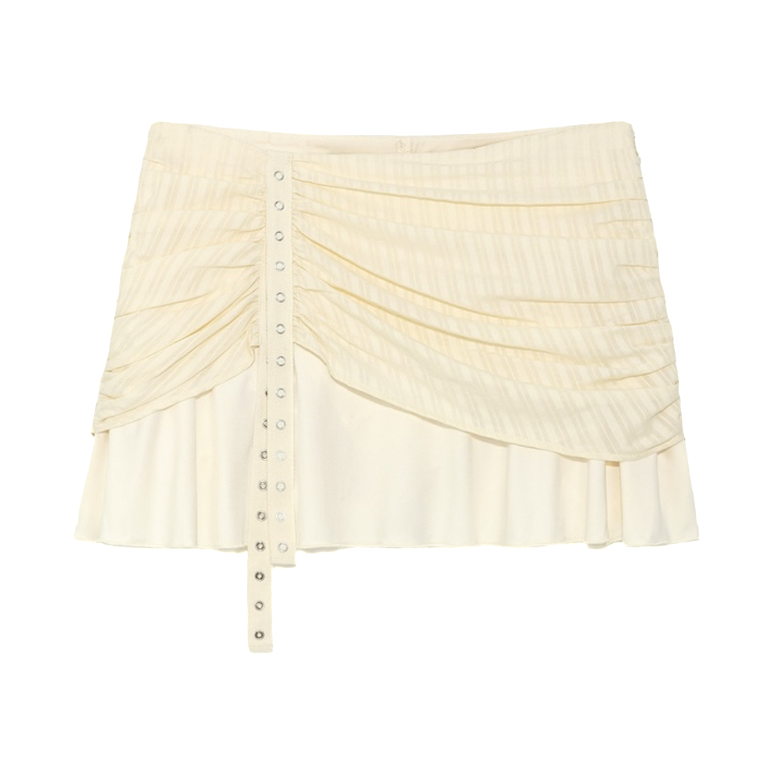 - (W) Glowny Misty Sheer Mini Skirt Light Beige