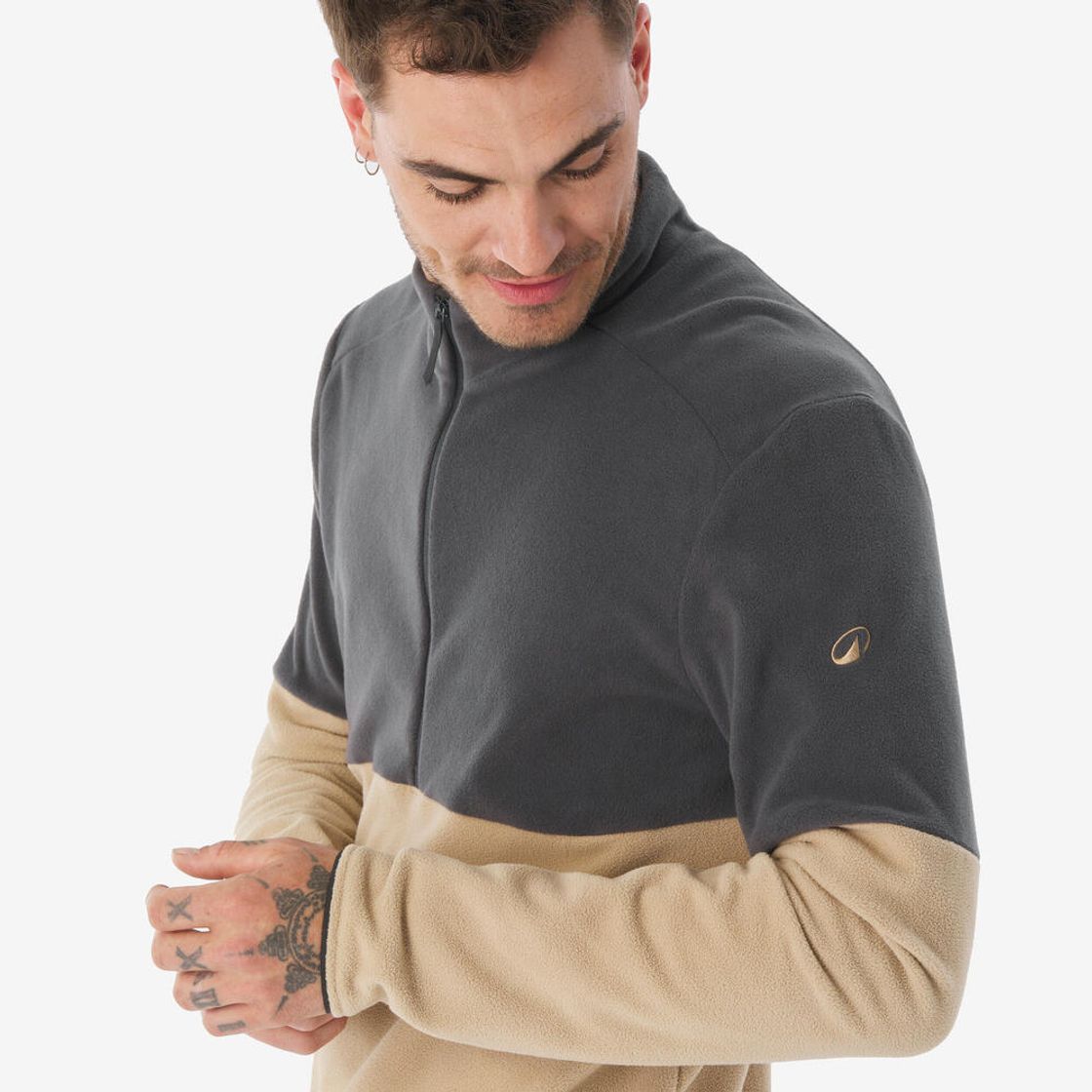 데카트론 남성 하프집 등산 플리스 MH500 카푸치노 베이지(DECATHLON Men’s Half-Zip Mountain Hiking Fleece MH500 Cappuccino Beige) - 5