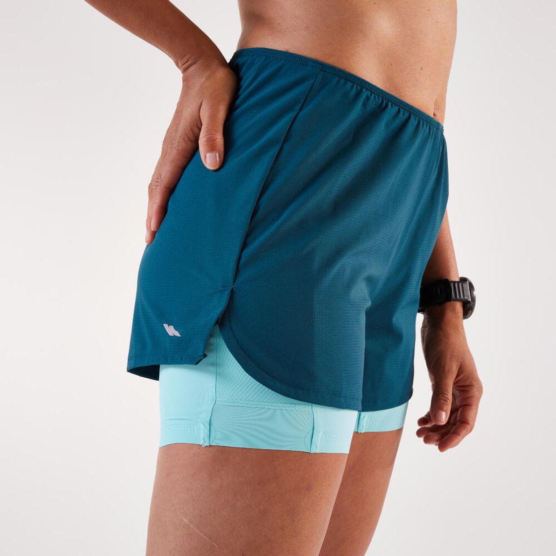 데카트론 여성 3인치 러닝 투인원 쇼츠 런 500 틸 블루(DECATHLON Women's 3-inch Running 2-in-1 Shorts Run 500 Teal Blue) - 8