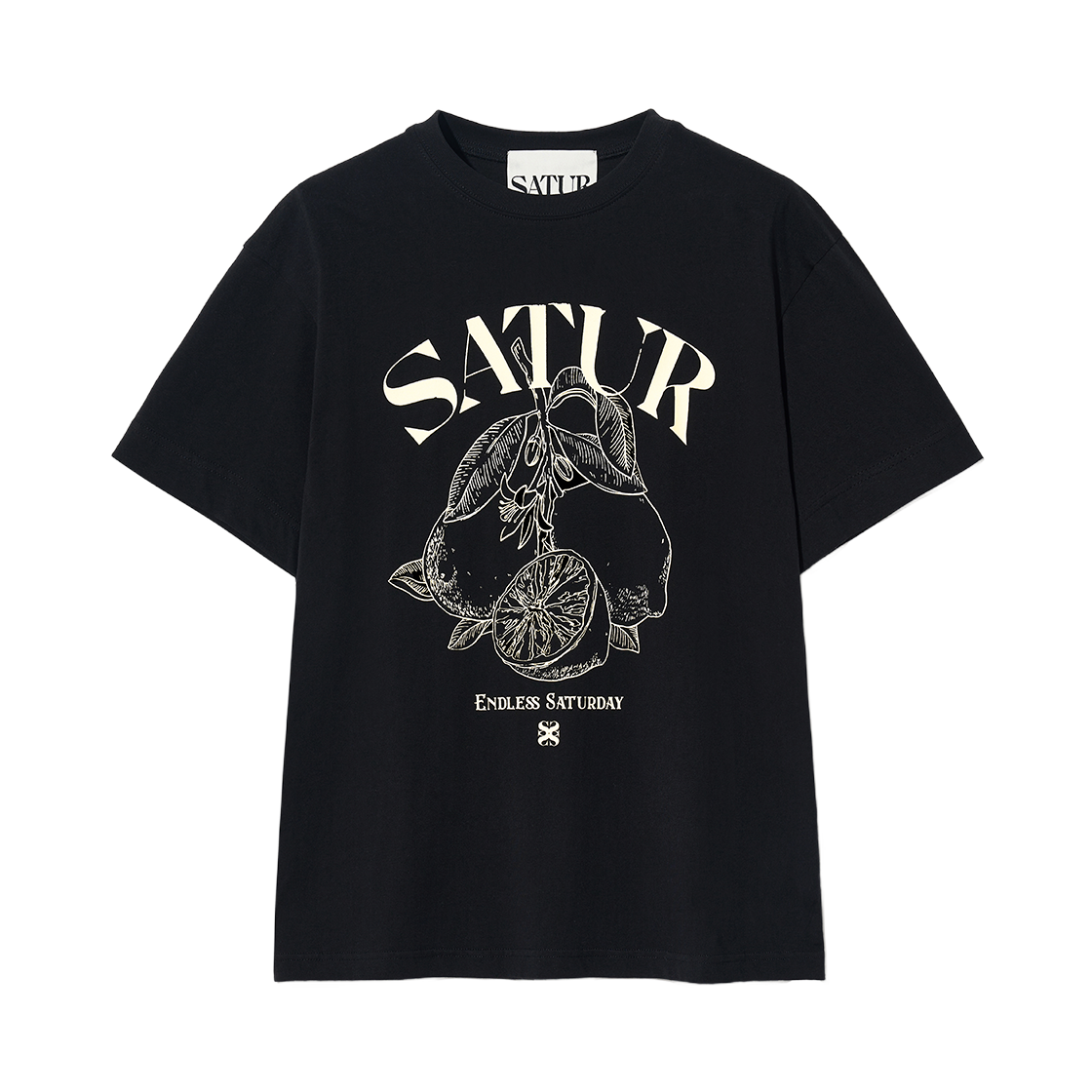 세터 카프리 시트론 드로잉 썸머 그래픽 반팔 티셔츠 클래식 블랙(SATUR Capri Citron Drawing Summer Graphic T-Shirt Classic Black)