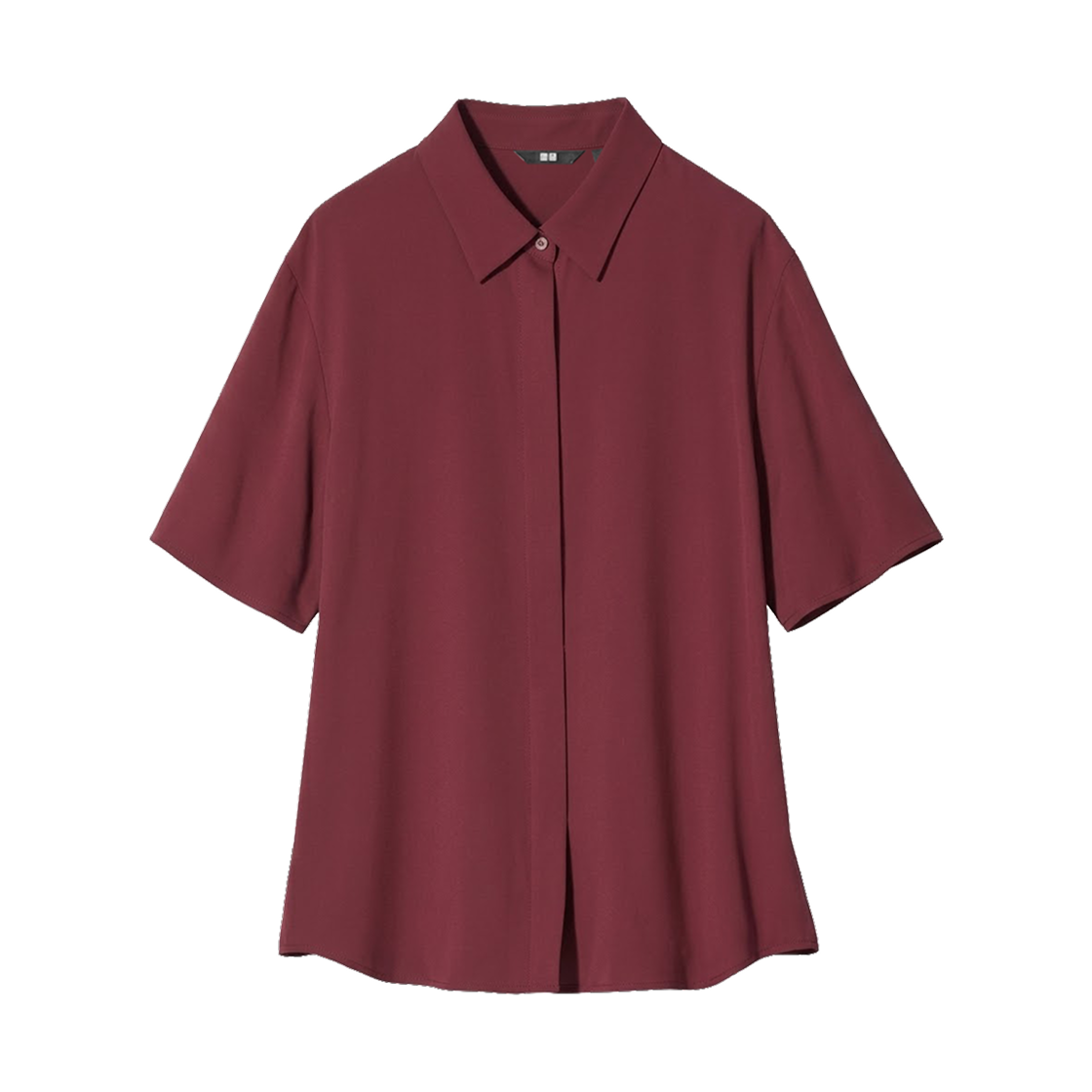 (W) 유니클로 레이온 숏슬리브 블라우스 와인 - JP((W) Uniqlo Rayon Short Sleeve Blouse Wine - JP) - 1