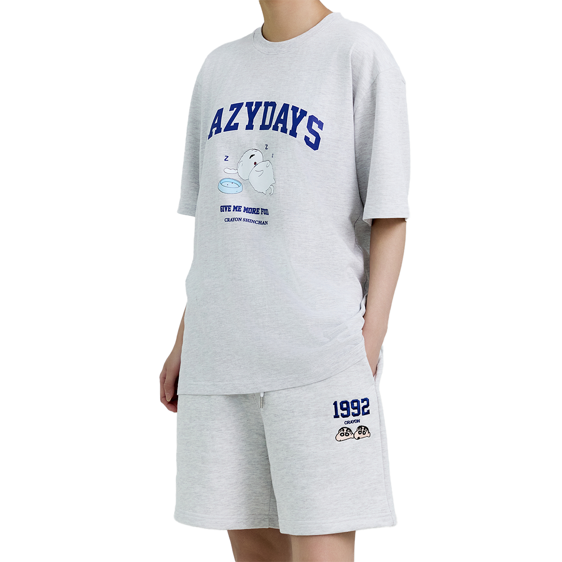 댄꼼마 X 짱구 1992 트레이닝 반바지 (멜란지 그레이)(DANCOMMA x Crayon Shin-chan 1992 Sweat Shorts (Melange Gray)) - 4